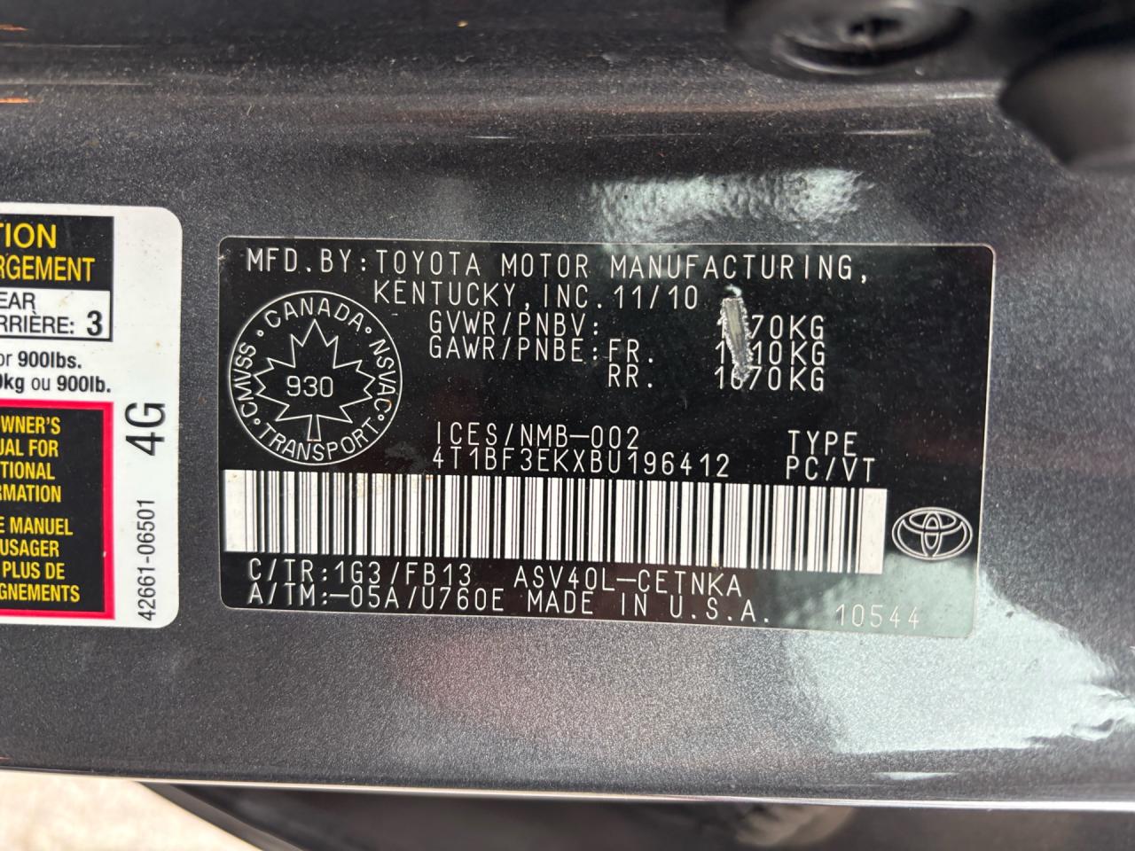 2011 Toyota Camry 4dr Sdn I4 Auto LE Photo