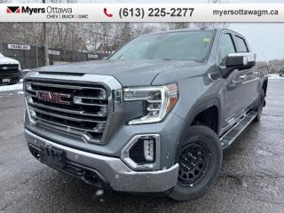 <b>CERTIFIED</b><br>   Compare at $45835 - Myers Cadillac is just $44500! <br> <br>JUST IN - 2021 SIERRA SLT CREW CAB - SATIN METALLIC ON BLACK LEATHER, SUNROOF, FRONT POWER BUCKET SEATS, REAR WHEEL HOUSE LINERS, HD REAR CAMERA, NAV, APPLE CARPLAY, ADAPTIVE CRUISE CONTROL, AIR CONDITONED SEATS, DUAL EXHAUST, 10 SPEED AUTO, X31 PACKAGE, UNDER BODY SHIELD, FRONT AND REAR PARK ASSIST, LANE CHANGE ALERT, BOSE SPEAKERS, TRAILER PACKAGE, CERTIFIED, NO ADMIN FEES<br> <br>To apply right now for financing use this link : <a href=https://creditonline.dealertrack.ca/Web/Default.aspx?Token=b35bf617-8dfe-4a3a-b6ae-b4e858efb71d&Lang=en target=_blank>https://creditonline.dealertrack.ca/Web/Default.aspx?Token=b35bf617-8dfe-4a3a-b6ae-b4e858efb71d&Lang=en</a><br><br> <br/><br>All prices include Admin fee and Etching Registration, applicable Taxes and licensing fees are extra.<br>*LIFETIME ENGINE TRANSMISSION WARRANTY NOT AVAILABLE ON VEHICLES WITH KMS EXCEEDING 140,000KM, VEHICLES 8 YEARS & OLDER, OR HIGHLINE BRAND VEHICLE(eg. BMW, INFINITI. CADILLAC, LEXUS...)<br> Come by and check out our fleet of 40+ used cars and trucks and 160+ new cars and trucks for sale in Ottawa.  o~o