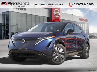 <b>Low Mileage, Heads Up Display,  Sunroof,  Rapid Charging,  Cooled Seats,  Power Liftgate!</b><br> <br>  Compare at $56175 - KANATA NISSAN PRICE is just $52995! <br> <br>   Put your bravest plans into motion with the 2023 Ariya. This  2023 Nissan Ariya is fresh on our lot in Kanata. This low mileage  SUV has just 18,679 kms. Its  blue in colour  . It has an automatic transmission and is powered by a  smooth engine. <br> <br> Our Ariyas trim level is PLATINUM+ e-4ORCE. The ultimate combination of performance and technology, this Ariya Platinum offers heated and cooled synthetic leather seats, ProPILOT automated parking, a heads up display, sunroof, power liftgate, and a 360 degree camera. This Ariya is a bold step in a new direction with a heated steering wheel, wood trim, LED lights with automatic high beams, proximity key, and memory settings. NissanConnect EV featuring Apple CarPlay, Android Auto, navigation, Bluetooth, SiriusXM, and Bose speakers keep every drive connected. Distance pacing cruise with stop and go, parking sensors, blind spot intervention and warning system, automatic emergency braking with pedestrian detection, intelligent lane intervention, driver attention alerts, and a rearview camera help secure every journey. This vehicle has been upgraded with the following features: Heads Up Display,  Sunroof,  Rapid Charging,  Cooled Seats,  Power Liftgate,  Premium Audio,  Memory Seats. <br> <br/><br> Payments from <b>$852.37</b> monthly with $0 down for 84 months @ 8.99% APR O.A.C. ( Plus applicable taxes -  and licensing    ).  See dealer for details. <br> <br>*LIFETIME ENGINE TRANSMISSION WARRANTY NOT AVAILABLE ON VEHICLES WITH KMS EXCEEDING 140,000KM, VEHICLES 8 YEARS & OLDER, OR HIGHLINE BRAND VEHICLE(eg. BMW, INFINITI. CADILLAC, LEXUS...)<br> Come by and check out our fleet of 50+ used cars and trucks and 80+ new cars and trucks for sale in Kanata.  o~o