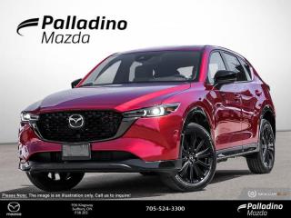 <b>Premium Audio,  Cooled Seats,  HUD,  Sunroof,  Climate Control!</b><br> <br> <br> <br>  The excellent power delivery, superior handling and a swanky interior help propel this 2024 Mazda CX-5 to new heights among its competitors. <br> <br>This 2024 CX-5 strengthens the connection between vehicle and driver. Mazda designers and engineers carefully consider every element of the vehicles makeup to ensure that the CX-5 outperforms expectations and elevates the experience of driving. Powerful and precise, yet comfortable and connected, the 2024 CX-5 is purposefully designed for drivers, no matter what the conditions might be. <br> <br> This 46v soulredcrys SUV  has an automatic transmission and is powered by a  2.5L I4 16V GDI DOHC Turbo engine.<br> <br> Our CX-5s trim level is Sport Design. Stepping up to this CX-5 Sport Design is a great choice as it comes fully loaded with exclusive aluminum wheels, unique black exterior trim, a power sunroof, LED lighting, heated and cooled leather seats with red stitching, while the heads up display shows you ultra modern technology on the windshield! Listen to your favorite tunes through your infotainment system complete with Bose Premium Audio, Android Auto, Apple CarPlay, navigation and many more connectivity features. A power liftgate offers convenience and lane keep assist, blind spot monitoring, and distance pacing cruise with stop and go helps you stay safe. This vehicle has been upgraded with the following features: Premium Audio,  Cooled Seats,  Hud,  Sunroof,  Climate Control,  Power Liftgate,  Leather Seats. <br><br> <br>To apply right now for financing use this link : <a href=https://www.palladinomazda.ca/finance/ target=_blank>https://www.palladinomazda.ca/finance/</a><br><br> <br/>    Incentives expire 2024-05-31.  See dealer for details. <br> <br>Palladino Mazda in Sudbury Ontario is your ultimate resource for new Mazda vehicles and used Mazda vehicles. We not only offer our clients a large selection of top quality, affordable Mazda models, but we do so with uncompromising customer service and professionalism. We takes pride in representing one of Canadas premier automotive brands. Mazda models lead the way in terms of affordability, reliability, performance, and fuel efficiency.<br> Come by and check out our fleet of 90+ used cars and trucks and 110+ new cars and trucks for sale in Sudbury.  o~o
