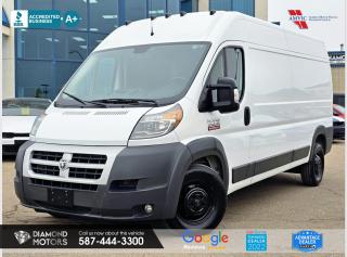 3L 4 CYLINER ECO DIESEL ENGINE, HIGH ROOF, 159 WHEEL BASE, BRAND NEW TIRES, CRUISE CONTROL, AND MUCH MORE! <br/> <br/>  <br/> Just Arrived 2014 Ram ProMaster 3500 159 High Roof Cargo Van White has 117,521 KM on it. 3L 4 Cylinder Engine engine, Front-Wheel Drive, Automatic transmission, 2 Seater passengers, on special price for $32,900.00. <br/> <br/>  <br/> Book your appointment today for Test Drive. We offer contactless Test drives & Virtual Walkarounds. Stock Number: 24043-VBC <br/> <br/>  <br/> Diamond Motors has built a reputation for serving you, our customers. Being honest and selling quality pre-owned vehicles at competitive & affordable prices. Whenever you deal with us, you know you get to deal and speak directly with the owners. This means unique personalized customer service to meet all your needs. No high-pressure sales tactics, only upfront advice. <br/> <br/>  <br/> Why choose us? <br/>  <br/> Certified Pre-Owned Vehicles <br/> Family Owned & Operated <br/> Finance Available <br/> Extended Warranty <br/> Vehicles Priced to Sell <br/> No Pressure Environment <br/> Inspection & Carfax Report <br/> Professionally Detailed Vehicles <br/> Full Disclosure Guaranteed <br/> AMVIC Licensed <br/> BBB Accredited Business <br/> CarGurus Top-rated Dealer 2022 <br/> <br/>  <br/> Phone to schedule an appointment @ 587-444-3300 or simply browse our inventory online www.diamondmotors.ca or come and see us at our location at <br/> 3403 93 street NW, Edmonton, T6E 6A4 <br/> <br/>  <br/> To view the rest of our inventory: <br/> www.diamondmotors.ca/inventory <br/> <br/>  <br/> All vehicle features must be confirmed by the buyer before purchase to confirm accuracy. All vehicles have an inspection work order and accompanying Mechanical fitness assessment. All vehicles will also have a Carproof report to confirm vehicle history, accident history, salvage or stolen status, and jurisdiction report. <br/>