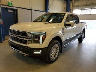This all new, full sized 2024 Ford F-150 King Ranch 601A looks absolutely stunning in Star White Metallic. This pick up comes with the 3.5L powerboost engine. This remarkable engine not only produces 430 horsepower and 570 ft pounds of torque, but by leveraging the EcoBoost technology and a 10-speed automatic transmission this truck is rated it to get 10.8L 100/km (26 miles per gallon) combined highway/city fuel economy. This truck can tow up to a massive amount of 12,700 pounds!

Key Features:
Block Heater
FX4 Off Road Package
Skid Plates
Max Recline Seats
Twin Panel Moonroof 
Heated Steering Wheel 
Universal Garage Door Opener 
Rain Sensing Wipers
Remote Tailgate Release
Heads Up Display
Mobile Office Package 
Adaptive Cruise Control 
Lane Centering 
Muli-Contour Front Seats 
Ventilated Front Seats 
Heated Front Seats
Heated Rear Seats 
Lane Keeping System 
B&O Sound System Unleashed Sound System 
Power Adjustable Pedal W/Memory
Rear View Camera 
Auto Dimming Rearview Mirror 
360 Degree Camera 
Pro Trailer Backup Assist 
Pro Trailer Hitch Assist 
Dual Exhaust 
Reverse Sensing System 
Reverse Brake Assist 
12 LCD Touchscreen 
Apple Car Play / Android Auto 
Rear Window Defroster 
Hill Start Assist 
Class IV Trailer Hitch 

Saskatchewan has a challenging climate and driving conditions but let that stress melt away with the 2024 F-150 King Ranch, a tough truck that leverages physical features and technology that will keep your family safe. This specific unit is loaded right up and includes power windows, power locks, air conditioning, 10-way power drivers seat, wrapped steering wheel, zone lighting, cruise, dynamic brake support, outside temperature display, hill start assist, perimeter safety system, four-wheel drive, and so much more. 

At Moose Jaw Ford, we're driving change all across Saskatchewan! We are Moose Jaw's prime destination for everything automotive. We pride ourselves by consistently providing the highest quality customer experience  every single time. Because of this commitment, and the love of what we do, Moose Jaw Ford is the recipient of multiple President's Club Awards and is recognized as one of Canada's Best Managed Companies. We are dedicated to building long lasting relationships. You can trust that our trained service technicians will take excellent care of you and your vehicle when you visit our service department. Come visit us today at 1010 North Service Road..