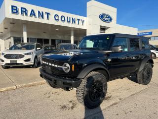 <p>MANAGERS SPECIAL</p><p>DEMONSTRATOR VEHICLE </p><p>Added STEP BARS AND PUSH/BULL BAR</p><p><br />KEY FEATURES: KEY FEATURES: 2023 Bronco, 4door, Wildtrak, 4x4 Advanced, Hard top, 2.7L ecoboost engine, Black, Leather interior, 8-speed automatic transmission, Running boards, Push bar, Co-pilot360, 17 inch Aluminum wheels, 35inch tires, Navigation,  Wildtrak package, Reverse sensor, Wireless charger, way, rain sense wipers, sync 3, reverse camera, Collision assist Ford pass, heated seats, Auto high beams, active Grille shutters, power driver seat, intelligent Access, Lane keep, Auto Stop Start, power windows power locks and more.</p><p><br />Please Call 519-756-6191, Email sales@brantcountyford.ca for more information and availability on this vehicle.  Brant County Ford is a family owned dealership and has been a proud member of the Brantford community for over 40 years!</p><p> </p><p><br />** PURCHASE PRICE ONLY (Includes) Fords Delivery Allowance</p><p><br />** See dealer for details.</p><p>*Please note all prices are plus HST and Licencing. </p><p>* Prices in Ontario, Alberta and British Columbia include OMVIC/AMVIC fee (where applicable), accessories, other dealer installed options, administration and other retailer charges. </p><p>*The sale price assumes all applicable rebates and incentives (Delivery Allowance/Non-Stackable Cash/3-Payment rebate/SUV Bonus/Winter Bonus, Safety etc</p><p>All prices are in Canadian dollars (unless otherwise indicated). Retailers are free to set individual prices</p>