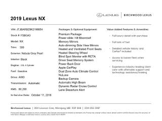 Used 2019 Lexus NX 300 Premium | AWD | Moonroof for sale in Winnipeg, MB