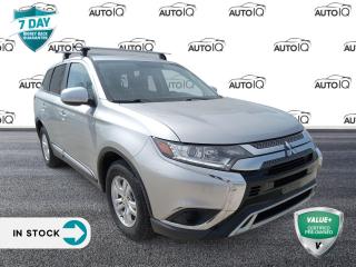 Alloy Silver Metallic 2019 Mitsubishi Outlander ES 4D Sport Utility 2.4L SOHC CVT 4WD 4WD, Air Conditioning, Android Auto & Apple CarPlay, Exterior Parking Camera Rear, Front dual zone A/C, Heated door mirrors, Heated Front Bucket Seats, Illuminated entry, Leather Shift Knob, Outside temperature display, Overhead console, Power door mirrors, Rear window defroster, Remote keyless entry, Speed control, Split folding rear seat, Steering wheel mounted audio controls, Telescoping steering wheel, Trip computer.<p> </p>

<h4>VALUE+ CERTIFIED PRE-OWNED VEHICLE</h4>

<p>36-point Provincial Safety Inspection<br />
172-point inspection combined mechanical, aesthetic, functional inspection including a vehicle report card<br />
Warranty: 30 Days or 1500 KMS on mechanical safety-related items and extended plans are available<br />
Complimentary CARFAX Vehicle History Report<br />
2X Provincial safety standard for tire tread depth<br />
2X Provincial safety standard for brake pad thickness<br />
7 Day Money Back Guarantee*<br />
Market Value Report provided<br />
Complimentary 3 months SIRIUS XM satellite radio subscription on equipped vehicles<br />
Complimentary wash and vacuum<br />
Vehicle scanned for open recall notifications from manufacturer</p>

<p>SPECIAL NOTE: This vehicle is reserved for AutoIQs retail customers only. Please, No dealer calls. Errors & omissions excepted.</p>

<p>*As-traded, specialty or high-performance vehicles are excluded from the 7-Day Money Back Guarantee Program (including, but not limited to Ford Shelby, Ford mustang GT, Ford Raptor, Chevrolet Corvette, Camaro 2SS, Camaro ZL1, V-Series Cadillac, Dodge/Jeep SRT, Hyundai N Line, all electric models)</p>

<p>INSGMT</p>