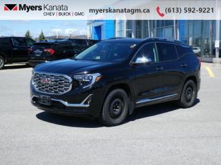 <b>Low Mileage, Navigation,  Cooled Seats,  Leather Seats,  Heated Steering Wheel,  Power Liftgate!</b><br> <br>     This  2019 GMC Terrain is for sale today in Kanata. <br> <br>TThe GMC Terrain is a refined and comfortable compact SUV, designed with relentless engineering and modern technology. With its redesign in 2018, the Terrain trades many of its old controversial design cues for new styling elements, like boomerang-shaped headlights and floating-roof styling. The interior has a clean design, with upscale materials like soft-touch surfaces and premium trim. The Terrain also offers plenty of cargo room behind the backseat and 63.3 cubic feet with the backseat folded. Quiet, spacious and comfortable, this Terrain is exactly what youd expect from the Professional Grade SUV! This low mileage  SUV has just 43,375 kms. Its  black  in colour  . It has an automatic transmission and is powered by a  252HP 2.0L 4 Cylinder Engine. <br> <br> Our Terrains trim level is Denali. This premium Terrain comes fully loaded with leather heated and cooled seats with memory settings, a larger colour touchscreen infotainment system featuring navigation, Apple CarPlay, Android Auto, SiriusXM, Bose premium audio, wireless charging plus its also 4G LTE hotspot capable. This Terrain Denali also comes with a power rear liftgate, rear park assist, lane change alert with blind spot detection, exclusive aluminum wheels and exterior accents, a leather-wrapped heated steering wheel, Teen Driver technology, a remote engine starter, an HD rear vision camera, LED signature lighting, power driver and passenger seats and a 60/40 split-folding rear seat to make hauling larger items a breeze. This vehicle has been upgraded with the following features: Navigation,  Cooled Seats,  Leather Seats,  Heated Steering Wheel,  Power Liftgate,  Wireless Charging,  Heated Seats. <br> <br>To apply right now for financing use this link : <a href=https://www.myerskanatagm.ca/finance/ target=_blank>https://www.myerskanatagm.ca/finance/</a><br><br> <br/><br>Price is plus HST and licence only.<br>Book a test drive today at myerskanatagm.ca<br>*LIFETIME ENGINE TRANSMISSION WARRANTY NOT AVAILABLE ON VEHICLES WITH KMS EXCEEDING 140,000KM, VEHICLES 8 YEARS & OLDER, OR HIGHLINE BRAND VEHICLE(eg. BMW, INFINITI. CADILLAC, LEXUS...)<br> Come by and check out our fleet of 40+ used cars and trucks and 130+ new cars and trucks for sale in Kanata.  o~o