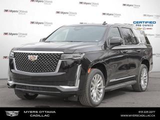<b>CERTIFIED</b><br>  JUST IN- 2023 ESCALADE PREMIUM AWD- 6.2 V8, BLACK ON BLACK, PERFORMANCE PACKAGE: * TRAILER SIDE BLIND ZONE ALERT * DIFFERENTIAL, ELECTRONIC LIMITED SLIP * SUSPENSION, MAGNETIC RIDE CONTROL * IN-VEHICLE TRAILERING APP, * TRAILER BRAKE CONTROLLER * HITCH GUIDANCE W/ HITCH VIEW, MAGNETIC RIDE CONTROL, SUNROOF, POWER PANORAMIC, TILT-SLIDING WITH POWER SUNSHADE,  CLIMATE CONTROL, TRI ZONE AUTOMATIC WITH INDIVIDUAL CLIMATE SETTINGS FOR DRIVER, RIGHT-FRONT PASSENGER AND REAR PASSENGERS (INCLUDES REAR AIR VENTS), CERTIFIED, NO ADMIN FEES, ONE OWNER, CLEAN CARFAX<br> <br/><br>*LIFETIME ENGINE TRANSMISSION WARRANTY NOT AVAILABLE ON VEHICLES WITH KMS EXCEEDING 140,000KM, VEHICLES 8 YEARS & OLDER, OR HIGHLINE BRAND VEHICLE(eg. BMW, INFINITI. CADILLAC, LEXUS...) o~o