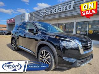 <b>Includes Block Heater, All Weather Floor Mats, Rear Bumper Protector & 5-Star Package  <br></b><br>  <br> <br>  After a hard day on the trail or hauling family, the interior of this 2024 Nissan feels like a sanctuary. <br> <br>With all the latest safety features, all the latest innovations for capability, and all the latest connectivity and style features you could want, this 2024 Nissan Pathfinder is ready for every adventure. Whether its the urban cityscape, or the backcountry trail, this 2024Pathfinder was designed to tackle it with grace. If you have an active family, they deserve all the comfort, style, and capability of the 2024 Nissan Pathfinder.<br> <br> This super black/ebony SUV  has a 9 speed automatic transmission and is powered by a  284HP 3.5L V6 Cylinder Engine.<br> <br> Our Pathfinders trim level is Platinum. This Pathfinder Platinum trim adds top of the line comfort features such as a heads-up display, Bose Premium Audio System, wireless Apple CarPlay and Android Auto, heated and cooled quilted leather trimmed seats, and heated second row captains chairs. This family SUV is ready for the city or the trail with modern features such as NissanConnect with navigation, touchscreen, and voice command, Apple CarPlay and Android Auto, paddle shifters, Class III towing equipment with hitch sway control, automatic locking hubs, a 120V outlet, alloy wheels, automatic LED headlamps, and fog lamps. Keep your family safe and comfortable with a heated leather steering wheel, driver memory settings, a dual row sunroof, a proximity key with proximity cargo access, smart device remote start, power liftgate, collision mitigation, lane keep assist, blind spot intervention, front and rear parking sensors, and a 360-degree camera. This vehicle has been upgraded with the following features: Cooled Seats,  Bose Premium Audio,  Hud,  Wireless Charging,  Sunroof,  Navigation,  Heated Seats. <br><br> <br>To apply right now for financing use this link : <a href=https://www.standardnissan.ca/finance/apply-for-financing/ target=_blank>https://www.standardnissan.ca/finance/apply-for-financing/</a><br><br> <br/> Weve discounted this vehicle $1198. Incentives expire 2024-05-31.  See dealer for details. <br> <br>Why buy from Standard Nissan in Swift Current, SK? Our dealership is owned & operated by a local family that has been serving the automotive needs of local clients for over 110 years! We rely on a reputation of fair deals with good service and top products. With your support, we are able to give back to the community. <br><br>Every retail vehicle new or used purchased from us receives our 5-star package:<br><ul><li>*Platinum Tire & Rim Road Hazzard Coverage</li><li>**Platinum Security Theft Prevention & Insurance</li><li>***Key Fob & Remote Replacement</li><li>****$20 Oil Change Discount For As Long As You Own Your Car</li><li>*****Nitrogen Filled Tires</li></ul><br>Buyers from all over have also discovered our customer service and deals as we deliver all over the prairies & beyond!#BetterTogether<br> Come by and check out our fleet of 40+ used cars and trucks and 40+ new cars and trucks for sale in Swift Current.  o~o