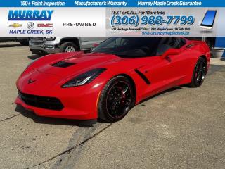 Wicked fast and luxurious, our award-winning 2016 Chevrolet Corvette Stingray 3LT Coupe is stunning in Torch Red! Powered by a massive 6.2 Litre V8 that offers 460hp paired with a paddle-shifted 8 Speed Automatic transmission. This sizzling-hot thoroughbred reaches a top speed of 190mph, 60mph in under 4 seconds. It boasts confident stopping power with Brembo brakes and approximately 7.8L/100km on the highway, whether you are eager for the primal urge of raw acceleration or a civil night out on the town. A seductive icon, our Stingray 3 LT turns heads! Inside the custom leather-wrapped interior, enjoy power heated/vented seats that feel as though they were tailor-made for your comfort. A Performance Data Recorder, a colour head-up display, a rear vision camera, and a power tilt and telescoping steering column are nice conveniences. Youll maintain that ever-important connection to your digital world thanks in part to an available 4G LTE Wi-Fi connection, while also appreciating navigation, Bluetooth, HD colour displays, and Bose Premium audio. Rest assured that this Chevrolet has been thoughtfully designed with advanced safety features to keep you safe from harm as you enjoy the art of the drive. The most awarded car of the year, this legendary Corvette Stingray 3LT coupe awaits you! Save this Page and Call for Availability. We Know You Will Enjoy Your Test Drive Towards Ownership!