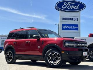 <b>Remote Start,  Heated Seats,  Lane Keep Assist,  Android Auto,  Apple Carplay!</b><br> <br> Gear up for winter with Bourgeois Motors Ford! Throughout November, when you purchase, lease, or finance any in-stock new or pre-owned vehicle you can take advantage of our volume discount pricing on winter wheel and tire packages! Speak with your sales consultant to find out how you can get a grip on winter driving while keeping your cash in your pockets. Stay ahead of winter and your budget at Bourgeois Motors Ford! <br> <br> Compare at $29867 - Our Price is just $28997! <br> <br>   If you want true off-road ruggedness in an urban, friendly package, look no further than this Ford Bronco Sport. This  2021 Ford Bronco Sport is fresh on our lot in Midland. <br> <br>A compact footprint, an iconic name, and modern luxury come together to make this Bronco Sport and instant classic. Whether your next adventure takes you deep into the rugged wilds, or into the rough and rumble city, this Bronco Sport is exactly what you need. With enough cargo space for all of your gear, the capability to get you anywhere, and a manageable footprint, theres nothing quite like this Ford Bronco Sport.This  SUV has 88,646 kms. Its  rapid red metallic tinted clearcoat in colour  . It has a 8 speed automatic transmission and is powered by a  181HP 1.5L 3 Cylinder Engine.  This unit has some remaining factory warranty for added peace of mind. <br> <br> Our Bronco Sports trim level is Big Bend. This Bronco Sport Big Bend adds heated side mirrors, front fog lamps, power seats, proximity key, automatic climate control, heated seats, easy clean upholstery and remote engine start for a feeling even bigger than its namesake National Park. It also includes unique aluminum wheels, LED accent lighting, Co-Pilot360, a useful flip-up rear window and black exterior trim. On the inside, it features a SYNC 3 infotainment system with an 8 inch touchscreen and is paired with Apple CarPlay and Android Auto, a smart charging USB port, 60/40 split-fold rear seats, remote keyless entry, FordPass Connect. It helps keep you safe with lane keeping assist, automatic emergency braking, blind spot monitoring and rear cross traffic alert. This vehicle has been upgraded with the following features: Remote Start,  Heated Seats,  Lane Keep Assist,  Android Auto,  Apple Carplay,  Wi-fi,  Ford Co-pilot360. <br> To view the original window sticker for this vehicle view this <a href=http://www.windowsticker.forddirect.com/windowsticker.pdf?vin=3FMCR9B62MRA56094 target=_blank>http://www.windowsticker.forddirect.com/windowsticker.pdf?vin=3FMCR9B62MRA56094</a>. <br/><br> <br>To apply right now for financing use this link : <a href=https://www.bourgeoismotors.com/credit-application/ target=_blank>https://www.bourgeoismotors.com/credit-application/</a><br><br> <br/><br>At Bourgeois Motors Ford in Midland, Ontario, we proudly present the regions most expansive selection of used vehicles, ensuring youll find the perfect ride in our shared inventory. With a network of dealers serving Midland and Parry Sound, your ideal vehicle is within reach. Experience a stress-free shopping journey with our family-owned and operated dealership, where your needs come first. For over 78 years, weve been committed to serving Midland, Parry Sound, and nearby communities, building trust and providing reliable, quality vehicles. Discover unmatched value, exceptional service, and a legacy of excellence at Bourgeois Motors Fordwhere your satisfaction is our priority.Please note that our inventory is shared between our locations. To avoid disappointment and to ensure that were ready for your arrival, please contact us to ensure your vehicle of interest is waiting for you at your preferred location. <br> Come by and check out our fleet of 80+ used cars and trucks and 210+ new cars and trucks for sale in Midland.  o~o