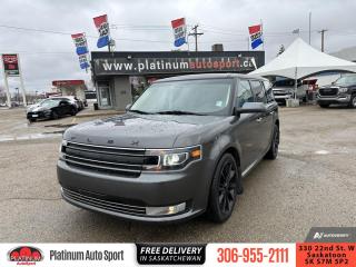 <b>Leather Seats,  Premium Audio,  Power Liftgate,  Remote Start,  Apple CarPlay!</b><br> <br>    With tons of space, functional style and an impressive drivetrain, this utilitarian Ford Flex makes for a very appealing package. This  2019 Ford Flex is for sale today. <br> <br>The Ford Flex has a unique style, plenty of passenger room and excellent cargo area, with car-like handling that will make you wonder why wagons ever went out of style. With better fuel economy than a large SUV and more style than a traditional minivan, the uber functional Flex is a great choice for those who want an enjoyable driving experience from a versatile family vehicle. This  SUV has 134,060 kms. Its  grey in colour  . It has a 6 speed automatic transmission and is powered by a  287HP 3.5L V6 Cylinder Engine.  <br> <br> Our Flexs trim level is Limited AWD. Stepping up to this feature rich Flex Limited with all wheel drive is an excellent choice as it includes larger aluminum wheels, a useful power rear liftgate, chrome exterior accents, Fords Gen 3 SYNC infotainment system with a larger 8 inch touchscreen and streaming audio, power pedals with memory and a genuine leather steering wheel. It also comes with a reverse sensing system and blind spot detection, remote keyless entry with a proximity key and push button start, power heated seats, cruise control, dual zone climate control, Ford Co-Pilot360 and much more. This vehicle has been upgraded with the following features: Leather Seats,  Premium Audio,  Power Liftgate,  Remote Start,  Apple Carplay,  Android Auto,  Heated Seats. <br> To view the original window sticker for this vehicle view this <a href=http://www.windowsticker.forddirect.com/windowsticker.pdf?vin=2FMHK6D89KBA05243 target=_blank>http://www.windowsticker.forddirect.com/windowsticker.pdf?vin=2FMHK6D89KBA05243</a>. <br/><br> <br>To apply right now for financing use this link : <a href=https://www.platinumautosport.com/credit-application/ target=_blank>https://www.platinumautosport.com/credit-application/</a><br><br> <br/><br> Buy this vehicle now for the lowest bi-weekly payment of <b>$181.76</b> with $0 down for 84 months @ 5.99% APR O.A.C. ( Plus applicable taxes -  Plus applicable fees   ).  See dealer for details. <br> <br><br> We know that you have high expectations, and as car dealers, we enjoy the challenge of meeting and exceeding those standards each and every time. Allow us to demonstrate our commitment to excellence! </br>

<br> As your one stop shop for quality pre owned vehicles and hassle free auto financing in Saskatoon, we provide the following offers & incentives for our valued clients in Saskatchewan, Alberta & Manitoba. </br> o~o
