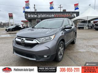 <b>Sunroof,  Leather Seats,  Adaptive Cruise Control,  Bluetooth,  Rear View Camera!</b><br> <br>    If youre shopping for a top shelf compact SUV, the CR-V remains one of your best bets, says Edmunds. This  2017 Honda CR-V is for sale today. <br> <br>A focus on practical design, the 2017 Honda CR-V offers a family-friendly space with plenty of room and a thoughtful design. Ample storage and comfort features ensure this is a place to relax no matter the destination. A classy SUV, this model is economical while still offering plenty of fun. This  SUV has 146,883 kms. Its  grey in colour  . It has a cvt transmission and is powered by a  190HP 1.5L 4 Cylinder Engine.  <br> <br> Our CR-Vs trim level is EX-L. Upgrade to the EX-L trim and youll be treated to some luxurious features. It comes with a 7 inch display audio system with Bluetooth, SiriusXM, eight speaker audio, a rearview camera, heated leather seats, a memory drivers seat, a power tailgate, a power moonroof, a heated, leather wrapped steering wheel, LaneWatch blind spot detection, adaptive cruise control, forward collision warning, remote start, and much more! This vehicle has been upgraded with the following features: Sunroof,  Leather Seats,  Adaptive Cruise Control,  Bluetooth,  Rear View Camera,  Memory Seats,  Power Tailgate. <br> <br>To apply right now for financing use this link : <a href=https://www.platinumautosport.com/credit-application/ target=_blank>https://www.platinumautosport.com/credit-application/</a><br><br> <br/><br> Buy this vehicle now for the lowest bi-weekly payment of <b>$168.29</b> with $0 down for 84 months @ 5.99% APR O.A.C. ( Plus applicable taxes -  Plus applicable fees   ).  See dealer for details. <br> <br><br> We know that you have high expectations, and as car dealers, we enjoy the challenge of meeting and exceeding those standards each and every time. Allow us to demonstrate our commitment to excellence! </br>

<br> As your one stop shop for quality pre owned vehicles and hassle free auto financing in Saskatoon, we provide the following offers & incentives for our valued clients in Saskatchewan, Alberta & Manitoba. </br> o~o