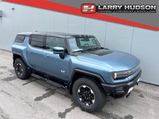 <br> This GMC Hummer EV SUV Omega Edition Features a 20 Module Ultium Battery, Neptune Blue Matte Exterior, Lunar Horizon Premium Leather Interior (Jet Black/Light Grey), Infinity Roof with Removable Transparent Sky Panels, Front Bucket Seats, Heated/Ventilated Front  Seats, 12-Way Power Adjustable Front Seats, Heated Rear Seats, Push Button Start, Remote Vehicle Start, Forward and Rearward Underbody Cameras, HD Surround Vision, Rear Camera Mirror, Following Distance Indicator, Forward Collision Alert, Trailer Side Blind Zone Alert, Enhanced Automatic Parking Assist, Rear Cross Traffic Alert, Enhanced Automatic Emergency Braking, Rear Pedestrian Alert, Reverse Automatic Braking, 12.3 Driver Information Center, Bose Audio System with Centerpoint, Premium Carpet Floor Inserts, Tilt/Telescopic Power Steering Column, Heated/Leather Wrapped Steering Wheel, Four Wheel Steering, Adaptive Cruise Control, Super Cruise, Teen Driver Settings, Tri-Zone Automatic Air Conditioning, Power Hood, Electronically Locking Front & Rear Differential, Off-Road Assist Steps with Rock Sliders, Rear Recovery Hooks, Extreme Off-Road Package, Trailering Package, Integrated Trailer Brake Controller, Splash Guards, Tire Inflator Kit, Thatcham Wheel Locks, Tire Pressure Monitor, 18 Gloss Black Beadlock Wheel with Carbon Flash Decorative Ring Wheels, OnStar Services Available, OnStar 4G LTE Wi-Fi Hotspot Capable, SiriusXM Satellite Radio Services Available. HUDSONS HAS IT!
See it - Drive it - Own it - LOVE it.

At Larry Hudson Chevrolet Buick GMC we make car buying a breeze! New car pricing with $0 down approvals are among your options (*on approved credit). There are a variety of finance and lease options available. Also expect top dollar for your trade-in!

Selling price/payment shown includes cash incentive(s). Does not include HST & Licensing. Bi-Weekly payments reflect current Chevrolet Buick and GMC incentives. We have professional Product Specialist to guide you through your vehicle purchase. Contact us for more info! 1-800-350-3325