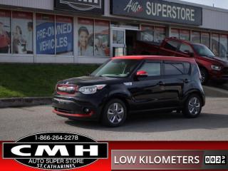 <b>ONLY 78,000 KMS !! FULLY ELECTRIC !! NAVIGATION, REAR CAMERA, PARKING SENSORS, STEERING WHEEL AUDIO CONTROLS, LEATHER, HEATED FRONT AND REAR SEATS, COOLED FRONT SEATS, HEATED STEERING WHEEL, CLIMATE CONTROL, PROXIMITY KEY, BUTTON START, 16-INCH ALLOY WHEE</b><br>      This  2018 Kia Soul EV is for sale today. <br> <br>This KIA Soul EV is made for standing out and offers the versatility and style thats as unique as you are. The front design offers stand-out style and hidden convenience. The unique front bumper color is sleek and stylish, while under the grille, youll discover two charging ports. Its unique shape allows for plenty of cargo and seating space making it a perfect commuter or weekend warrior. Building upon the already roomy Soul, the Soul EV offers a spacious interior thanks to split-folding rear seats and a conveniently tucked away battery.This  SUV has 77,580 kms. Its  black in colour  . It has an automatic transmission and is powered by a  smooth engine. <br> <br> Our Soul EVs trim level is Luxury. Stepping up to this electric Kia Soul with Luxury trim stands out as a great value thanks to its numerous features such as built in navigation on a beautiful 8 inch display, a heated steering wheel with audio controls and heated rear seats. You will also get animal friendly synthetic leather seats that are heated and cooled, front and rear parking sensors, Bluetooth connectivity, power windows, power locks, low drag aluminum wheels, remote keyless entry and much more.<br> <br>To apply right now for financing use this link : <a href=https://www.cmhniagara.com/financing/ target=_blank>https://www.cmhniagara.com/financing/</a><br><br> <br/><br>Trade-ins are welcome! Financing available OAC ! Price INCLUDES a valid safety certificate! Price INCLUDES a 60-day limited warranty on all vehicles except classic or vintage cars. CMH is a Full Disclosure dealer with no hidden fees. We are a family-owned and operated business for over 30 years! o~o