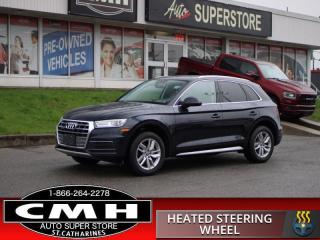 <b>GREAT VALUE !! NAVIGATION, REAR CAMERA, PARKING SENSORS, BLUETOOTH, LEATHER, POWER SEATS, HEATED SEATS, HEATED STEERING WHEEL, DUAL CLIMATE CONTROL, POWER LIFTGATE, RAIN SENSING WIPERS, 18-INCH ALLOY WHEELS</b><br>      This  2019 Audi Q5 is for sale today. <br> <br>This 2019 Audi Q5 has gone through a comprehensive overhaul, sporting all new components hidden away under the shapely body, and a brand new completely revised interior, offering more room and excellent comfort, surrounding the passengers in a tech filled cabin that follows Audis new interior design language. This  SUV has 105,590 kms. Its  blue in colour  . It has an automatic transmission and is powered by a  248HP 2.0L 4 Cylinder Engine. <br> <br> Our Q5s trim level is Komfort 45 TFSI quattro. This SUV is more than a simple family vehicle with luxury features like heated leather bucket seats with contrast stitching, a leather steering wheel, proximity key with push button start, proximity cargo access, and voice activated LCD touchscreen infotainment with wireless Apple CarPlay. The style continues on the exterior with a dual tailpipe, aluminum alloy wheels, programmable LED lighting, fog lamps, and perimeter lights. Drive in confident safety with collision mitigation, pedestrian braking, blind spot monitoring, and a back up camera.<br> <br>To apply right now for financing use this link : <a href=https://www.cmhniagara.com/financing/ target=_blank>https://www.cmhniagara.com/financing/</a><br><br> <br/><br>Trade-ins are welcome! Financing available OAC ! Price INCLUDES a valid safety certificate! Price INCLUDES a 60-day limited warranty on all vehicles except classic or vintage cars. CMH is a Full Disclosure dealer with no hidden fees. We are a family-owned and operated business for over 30 years! o~o