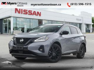 <b>Certified, Leather Seats,  Moonroof,  Navigation,  Memory Seats,  Power Liftgate!</b><br> <br>  Compare at $39135 - Our Price is just $37995! <br> <br>   The atmosphere created in this gorgeous Murano makes the destination beside the point. This  2022 Nissan Murano is for sale today in Ottawa. <br> <br>This 2022 Murano offers confident power, efficient usage of fuel and space, and an exciting exterior sure to turn heads. This uber popular crossover does more than settle for good enough. This Murano offers an airy interior that was designed to make every seating position one to enjoy. For a crossover that is more than just good looks and decent power, check out this well designed 2022 Murano. This  SUV has 33,859 kms and is a Certified Pre-Owned vehicle. Its  grey in colour  . It has an automatic transmission and is powered by a  260HP 3.5L V6 Cylinder Engine. <br> <br> Our Muranos trim level is Midnight Edition. This Midnight Edition is as dark as its name with a blacked out exterior emphasized with illuminated kick plates. Additional features include a dual panel panoramic moonroof, heated leather seats, motion activated power liftgate, remote start with intelligent climate control, memory settings, ambient interior lighting, and a heated steering wheel for added comfort along with intelligent cruise with distance pacing, intelligent Around View camera, and traffic sign recognition for even more confidence. Navigation and Bose Premium Audio are added to the NissanConnect touchscreen infotainment system featuring Android Auto, Apple CarPlay, and a ton more connectivity features. Forward collision warning, emergency braking with pedestrian detection, high beam assist, blind spot detection, and rear parking sensors help inspire confidence on the drive. This vehicle has been upgraded with the following features: Leather Seats,  Moonroof,  Navigation,  Memory Seats,  Power Liftgate,  Remote Start,  Heated Steering Wheel. <br> <br>To apply right now for financing use this link : <a href=https://www.myersottawanissan.ca/finance target=_blank>https://www.myersottawanissan.ca/finance</a><br><br> <br/><br> Payments from <b>$611.11</b> monthly with $0 down for 84 months @ 8.99% APR O.A.C. ( Plus applicable taxes -  and licensing fees   ).  See dealer for details. <br> <br>Get the amazing benefits of a Nissan Certified Pre-Owned vehicle!!! Save thousands of dollars and get a pre-owned vehicle that has factory warranty, 24 hour roadside assistance and rates as low as 0.9%!!! <br>*LIFETIME ENGINE TRANSMISSION WARRANTY NOT AVAILABLE ON VEHICLES WITH KMS EXCEEDING 140,000KM, VEHICLES 8 YEARS & OLDER, OR HIGHLINE BRAND VEHICLE(eg. BMW, INFINITI. CADILLAC, LEXUS...)<br> Come by and check out our fleet of 30+ used cars and trucks and 110+ new cars and trucks for sale in Ottawa.  o~o