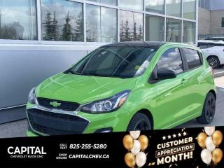 Check out this 2019 Chevrolet Spark LS. ITS HAS CLEAN CARFAX, SINGLE OWNER, COMES WITH A BEAUTIFUL NEON WRAP BUT ITS WHITE UNDER THE WRAP, COMES WITH BACKUP CAMERA, ANDRIOD AUTO AND APPLE CAR PLAY. Its Manual transmission and Gas I4 1.4L/85 engine will keep you going. This Chevrolet Spark features the following options: ENGINE, 1.4L DOHC 4-CYLINDER MFI (98 hp [73.07 kW] @ 6200 rpm, 94 lb-ft of torque [127.4 N-m] @ 4400 rpm) (STD), Wipers, front intermittent, variable, Wiper, rear intermittent, 2-speed, Windows, manual, Wheels, 15 (38.1 cm) steel, Wheel, 14 (35.6 cm) steel spare (Requires (ZAL) T105/70D14 blackwall spare tire.), Visors, driver and front passenger vanity mirrors, covered, USB data ports, 2, illuminated located in the front centre stack storage bin, Traction control, and Tires, P185/55R15 all-season blackwall. See it for yourself at Capital Chevrolet Buick GMC Inc., 13103 Lake Fraser Drive SE, Calgary, AB T2J 3H5.