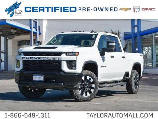 <b>Apple CarPlay,  Android Auto,  Aluminum Wheels,  Remote Keyless Entry,  Touch Screen!</b><br> <br>    Built for the future, this Silverado HD is ready to change the game. This  2020 Chevrolet Silverado 2500HD is fresh on our lot in Kingston. <br> <br>This Silverado HD has been fully redesigned and is made with high-strength steel where you need it without compromising efficiency. From its frame to the cargo bed, this heavy-duty truck is designed with seven different types of steel, each gauge chosen to be stronger, lighter and more durable than the previous generation. The Silverado HD comes with more power, more cargo space, more towing, and less curb weight. Its amazing capability also includes next generation tech that will truly elevate your Heavy Duty Silverado to a higher level. This  Crew Cab 4X4 pickup  has 117,895 kms. Its  nice in colour  . It has an automatic transmission and is powered by a  401HP 6.6L 8 Cylinder Engine.  <br> <br> Our Silverado 2500HDs trim level is Custom. Stepping up to this Silverado 2500HD Custom is a great choice as it comes with features like stylish aluminum wheels, a 7 inch touchscreen with bluetooth streaming audio, Apple CarPlay and Android Auto, a heavy-duty locking rear differential, painted bumpers and remote keyless entry. Additional features also includes cruise control and steering wheel audio controls, 4G LTE hotspot capability, a rear vision camera, teen driver technology, easy to clean rubberized floors, power windows and much more. This vehicle has been upgraded with the following features: Apple Carplay,  Android Auto,  Aluminum Wheels,  Remote Keyless Entry,  Touch Screen,  Cruise Control,  Rear View Camera. <br> <br>To apply right now for financing use this link : <a href=https://www.taylorautomall.com/finance/apply-for-financing/ target=_blank>https://www.taylorautomall.com/finance/apply-for-financing/</a><br><br> <br/><br> Buy this vehicle now for the lowest bi-weekly payment of <b>$342.54</b> with $0 down for 96 months @ 9.99% APR O.A.C. ( Plus applicable taxes -  Plus applicable fees   / Total Obligation of $71247  ).  See dealer for details. <br> <br>For more information, please call any of our knowledgeable used vehicle staff at (613) 549-1311!<br><br> Come by and check out our fleet of 90+ used cars and trucks and 170+ new cars and trucks for sale in Kingston.  o~o