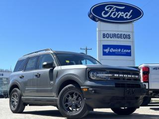 <b>Wireless Charging, Class II Trailer Tow Package, Convenience Package, Fog Lamps!</b><br> <br> <br> <br>  If you want true off-road ruggedness in an urban, friendly package, look no further than this Ford Bronco Sport. <br> <br>A compact footprint, an iconic name, and modern luxury come together to make this Bronco Sport an instant classic. Whether your next adventure takes you deep into the rugged wilds, or into the rough and rumble city, this Bronco Sport is exactly what you need. With enough cargo space for all of your gear, the capability to get you anywhere, and a manageable footprint, theres nothing quite like this Ford Bronco Sport.<br> <br> This carbonized grey metallic SUV  has a 8 speed automatic transmission and is powered by a  181HP 1.5L 3 Cylinder Engine.<br> <br> Our Bronco Sports trim level is Big Bend. This Bronco Big Bend steps things up with heated cloth front seats that feature power lumbar adjustment, along with SiriusXM streaming radio and exclusive aluminum wheels. Also standard include voice-activated automatic air conditioning, 8-inch SYNC 3 powered infotainment screen with Apple CarPlay and Android Auto, smart charging USB type-A and type-C ports, 4G LTE mobile hotspot internet access, proximity keyless entry with remote start, and a robust terrain management system that features the trademark Go Over All Terrain (G.O.A.T.) driving modes. Additional features include blind spot detection, rear cross traffic alert and pre-collision assist with automatic emergency braking, lane keeping assist, lane departure warning, forward collision alert, driver monitoring alert, a rear-view camera, and so much more. This vehicle has been upgraded with the following features: Wireless Charging, Class Ii Trailer Tow Package, Convenience Package, Fog Lamps. <br><br> View the original window sticker for this vehicle with this url <b><a href=http://www.windowsticker.forddirect.com/windowsticker.pdf?vin=3FMCR9B69RRE79049 target=_blank>http://www.windowsticker.forddirect.com/windowsticker.pdf?vin=3FMCR9B69RRE79049</a></b>.<br> <br>To apply right now for financing use this link : <a href=https://www.bourgeoismotors.com/credit-application/ target=_blank>https://www.bourgeoismotors.com/credit-application/</a><br><br> <br/> 7.99% financing for 84 months.  Incentives expire 2024-05-23.  See dealer for details. <br> <br>Discount on vehicle represents the Cash Purchase discount applicable and is inclusive of all non-stackable and stackable cash purchase discounts from Ford of Canada and Bourgeois Motors Ford and is offered in lieu of sub-vented lease or finance rates. To get details on current discounts applicable to this and other vehicles in our inventory for Lease and Finance customer, see a member of our team. </br></br>Discover a pressure-free buying experience at Bourgeois Motors Ford in Midland, Ontario, where integrity and family values drive our 78-year legacy. As a trusted, family-owned and operated dealership, we prioritize your comfort and satisfaction above all else. Our no pressure showroom is lead by a team who is passionate about understanding your needs and preferences. Located on the shores of Georgian Bay, our dealership offers more than just vehiclesits an experience rooted in community, trust and transparency. Trust us to provide personalized service, a diverse range of quality new Ford vehicles, and a seamless journey to finding your perfect car. Join our family at Bourgeois Motors Ford and let us redefine the way you shop for your next vehicle.<br> Come by and check out our fleet of 70+ used cars and trucks and 200+ new cars and trucks for sale in Midland.  o~o
