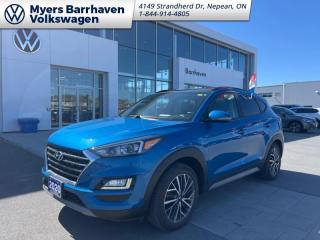 <b>Leather Seats,  Sunroof,  Blind Spot Detection,  Heated Seats,  Heated Steering Wheel!</b><br> <br>    Whether you are exploring city streets, cruising down the highway or fighting through Monday morning gridlock, this Tucsons engine will get you where youre going with plenty of power and efficiency. This  2020 Hyundai Tucson is fresh on our lot in Nepean. <br> <br>2020 Hyundai Tucson is more than just a sport utility vehicle, its the SUV thats always up for your adventures. With innovative features to keep you connected like standard Apple CarPlay and Android Auto smartphone connectivity, capable and efficient performance and heaps of built-in safety features, its always ready when you are. This 2020 Hyundai Tucson is ready to show you what an affordable family SUV should be.This  SUV has 57,163 kms. Its  aqua blue in colour  . It has an automatic transmission and is powered by a  2.4L I4 16V GDI DOHC engine.  It may have some remaining factory warranty, please check with dealer for details. <br> <br> Our Tucsons trim level is Luxury. Upgrading to this all wheel drive Luxury trim over the lower Preferred trim is as great choice as you will get a power rear liftgate, leather heated seats, surround view monitoring and a second row USB port. It also includes aluminum wheels, a blind spot detection system with rear cross traffic alerts and lane change assist, a heated leather wrapped steering wheel and drive mode select. This Luxury trim also receives a 7 inch colour touch screen display with Apple CarPlay and Android Auto, LED daytime running lights, a 60/40 split rear seat, remote keyless entry with a proximity key for push button start and a rear view camera. Additional features include a panoramic sunroof, Bluetooth hands-free phone system with voice recognition, dual zone climate control, an 8 way power driver seat plus much more! This vehicle has been upgraded with the following features: Leather Seats,  Sunroof,  Blind Spot Detection,  Heated Seats,  Heated Steering Wheel,  Power Liftgate,  Apple Carplay. <br> <br>To apply right now for financing use this link : <a href=https://www.barrhavenvw.ca/en/form/new/financing-request-step-1/44 target=_blank>https://www.barrhavenvw.ca/en/form/new/financing-request-step-1/44</a><br><br> <br/><br> Buy this vehicle now for the lowest bi-weekly payment of <b>$184.27</b> with $0 down for 96 months @ 7.99% APR O.A.C. ((Plus applicable taxes and fees - Some conditions apply to get approved at the mentioned rate)     ).  See dealer for details. <br> <br>We are your premier Volkswagen dealership in the region. If youre looking for a new Volkswagen or a car, check out Barrhaven Volkswagens new, pre-owned, and certified pre-owned Volkswagen inventories. We have the complete lineup of new Volkswagen vehicles in stock like the GTI, Golf R, Jetta, Tiguan, Atlas Cross Sport, Volkswagen ID.4 electric vehicle, and Atlas. If you cant find the Volkswagen model youre looking for in the colour that you want, feel free to contact us and well be happy to find it for you. If youre in the market for pre-owned cars, make sure you check out our inventory. If you see a car that you like, contact 844-914-4805 to schedule a test drive.<br> Come by and check out our fleet of 20+ used cars and trucks and 50+ new cars and trucks for sale in Nepean.  o~o