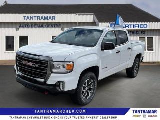 New Price! Summit White 2022 GMC Canyon AT4 w/Leather 4WD 8-Speed Automatic V64WD, ABS brakes, Alloy wheels, Compass, Driver 6-Way Power Seat Adjuster, Electronic Stability Control, Heated door mirrors, Illuminated entry, Leather-Appointed Seat Trim, Low tire pressure warning, Power passenger seat, Remote keyless entry, Traction control.Certified. GM Certified Details:* 150+ Point Inspection* Current students, recent graduates and full/part-time students eligible for $500 student bonus offer on the purchase of an eligible certified pre-owned vehicle. Offer valid from January 4, 2023 - January 2, 2024. Certified PRE-OWNED OFFERS FOR CANADIAN NEWCOMERS. To make Canada feel more like home, were offering $500 off any eligible Certified Pre-Owned Chevrolet, Buick or GMC vehicle as a welcoming gift. Free 3-month SiriusXM Trial. 1-month OnStar Trial. GM Owner Centre and Mobile App* 4.99% Financing for 24 Months On Eligible Certified Pre-Owned Models 24 Months - 4.99% 36 Months - 6.49% 48 Months - 6.49% 60 Months - 6.99% 72 Months - 6.99% 84 Months - 6.99%* 3 months or 5,000 kilometres (whichever comes first) which can be extended or upgraded to an even more comprehensive Certified Pre-Owned Vehicle Protection Plan* 24/7 roadside assistance for 3 months or 5,000 km (whichever comes first)* Exchange policy is 30 days or 2,500 kilometres, whichever comes first