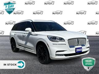 <p>Pristine White Metallic Tri-Coat 2022 Lincoln Aviator Reserve</p><br><p>4D Sport Utility</p><br><p>3.0L V6 10-Speed Automatic AWD</p><br><p>Features:</p><br><ul><br>  <li>14 Speakers</li><br>  <li>3.58 Axle Ratio</li><br>  <li>3rd row seats: split-bench</li><br>  <li>4-Wheel Disc Brakes</li><br>  <li>ABS brakes</li><br>  <li>Adaptive suspension</li><br>  <li>Air Conditioning</li><br>  <li>Alloy wheels</li><br>  <li>AM/FM radio: SiriusXM</li><br>  <li>Audio memory</li><br>  <li>Auto-dimming door mirrors</li><br>  <li>Auto-dimming Rear-View mirror</li><br>  <li>Automatic temperature control</li><br>  <li>Block heater</li><br>  <li>Brake assist</li><br>  <li>Bumpers: body-colour</li><br>  <li>Compass</li><br>  <li>Delay-off headlights</li><br>  <li>Driver door bin</li><br>  <li>Driver vanity mirror</li><br>  <li>Dual front impact airbags</li><br>  <li>Dual front side impact airbags</li><br>  <li>Electronic Stability Control</li><br>  <li>Emergency communication system: 911 Assist</li><br>  <li>Four wheel independent suspension</li><br>  <li>Front anti-roll bar</li><br>  <li>Front Bucket Seats</li><br>  <li>Front dual zone A/C</li><br>  <li>Front reading lights</li><br>  <li>Fully automatic headlights</li><br>  <li>Garage door transmitter: HomeLink</li><br>  <li>Heated door mirrors</li><br>  <li>Heated front seats</li><br>  <li>Heated rear seats</li><br>  <li>Heated steering wheel</li><br>  <li>HVAC memory</li><br>  <li>Illuminated entry</li><br>  <li>Knee airbag</li><br>  <li>Low tire pressure warning</li><br>  <li>Memory seat</li><br>  <li>Navigation System</li><br>  <li>Occupant sensing airbag</li><br>  <li>Outside temperature display</li><br>  <li>Overhead airbag</li><br>  <li>Overhead console</li><br>  <li>Panic alarm</li><br>  <li>Passenger door bin</li><br>  <li>Passenger vanity mirror</li><br>  <li>Power door mirrors</li><br>  <li>Power driver seat</li><br>  <li>Power Liftgate</li><br>  <li>Power moonroof</li><br>  <li>Power passenger seat</li><br>  <li>Power steering</li><br>  <li>Power windows</li><br>  <li>Premium Leather Heated/Ventilated Captains Chairs</li><br>  <li>Radio data system</li><br>  <li>Radio: Revel Audio System w/14 Speakers & HD Radio</li><br>  <li>Rear air conditioning</li><br>  <li>Rear anti-roll bar</li><br>  <li>Rear audio controls</li><br>  <li>Rear dual zone A/C</li><br>  <li>Rear reading lights</li><br>  <li>Rear window defroster</li><br>  <li>Rear window wiper</li><br>  <li>Remote keyless entry</li><br>  <li>Roof rack: rails only</li><br>  <li>Security system</li><br>  <li>SiriusXM Radio</li><br>  <li>Speed control</li><br>  <li>Speed-Sensitive Wipers</li><br>  <li>Split folding rear seat</li><br>  <li>Spoiler</li><br>  <li>Steering wheel memory</li><br>  <li>Steering wheel mounted A/C controls</li><br>  <li>Steering wheel mounted audio controls</li><br>  <li>SYNC 3 Communication & Entertainment System</li><br>  <li>Tachometer</li><br>  <li>Telescoping steering wheel</li><br>  <li>Tilt steering wheel</li><br>  <li>Traction control</li><br>  <li>Trip computer</li><br>  <li>Turn signal indicator mirrors</li><br>  <li>Variably intermittent wipers</li><br>  <li>Ventilated front seats</li><br>  <li>Ventilated rear seats</li><br>  <li>Wheels: 20 Bright Machined Aluminum</li><br></ul><br><br>SPECIAL NOTE: This vehicle is reserved for AutoIQs Retail Customers Only. Please, No Dealer Calls <br><br>Dont Delay! With over 140 Sales Professionals Promoting this Pre-Owned Vehicle through 11 Dealerships Representing 11 Communities Across Ontario, this Great Value Wont Last Long!<br><br>AutoIQ proudly offers a 7 Day Money Back Guarantee. Buy with Complete Confidence. You wont be disappointed!<br><p> </p>

<h4>VALUE+ CERTIFIED PRE-OWNED VEHICLE</h4>

<p>36-point Provincial Safety Inspection<br />
172-point inspection combined mechanical, aesthetic, functional inspection including a vehicle report card<br />
Warranty: 30 Days or 1500 KMS on mechanical safety-related items and extended plans are available<br />
Complimentary CARFAX Vehicle History Report<br />
2X Provincial safety standard for tire tread depth<br />
2X Provincial safety standard for brake pad thickness<br />
7 Day Money Back Guarantee*<br />
Market Value Report provided<br />
Complimentary 3 months SIRIUS XM satellite radio subscription on equipped vehicles<br />
Complimentary wash and vacuum<br />
Vehicle scanned for open recall notifications from manufacturer</p>

<p>SPECIAL NOTE: This vehicle is reserved for AutoIQs retail customers only. Please, No dealer calls. Errors & omissions excepted.</p>

<p>*As-traded, specialty or high-performance vehicles are excluded from the 7-Day Money Back Guarantee Program (including, but not limited to Ford Shelby, Ford mustang GT, Ford Raptor, Chevrolet Corvette, Camaro 2SS, Camaro ZL1, V-Series Cadillac, Dodge/Jeep SRT, Hyundai N Line, all electric models)</p>

<p>INSGMT</p>