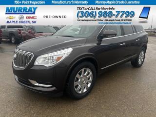 Delivering ultimate comfort and impressive amenities, our 2017 Buick Enclave Premium Group AWD SUV is better than ever in Ebony Twilight Metallic! This crossover is motivated by a 3.6 Litre V6 that offers 288hp thats matched with a 6 Speed Automatic transmission in order to provide impressive acceleration. With All Wheel Drive and an innovative suspension, minimize impact and noise so you can peacefully enjoy approximately 10.7L/100km on the highway. Designed to fit your life, our Enclave Premium Group boasts thoughtful touches inside and out. Admire the beautiful 19-inch wheels, rear privacy glass and a power liftgate. The elegant leather-trimmed Premium Group interior greets you with three generous rows of seating, and ample storage along with a wealth of amenities including a remote starter system, rear vision camera, a heated steering wheel, and heated and cooled front seats. Take your connectivity to the next level courtesy of Buick IntelliLink with voice control, Navigation, a prominent touchscreen display, available 4G Wi-Fi Hotspot, premium Bose audio with available satellite radio, and more. Drive with peace of mind knowing our Buick Enclave has received top safety scores and your loved ones will be safe and secure thanks to forward collision alert, lane departure warning, stability/traction control, airbags, and OnStar assistance. Abundant in space, performance, and style, this is a superb choice for your active lifestyle. Save this Page and Call for Availability. We Know You Will Enjoy Your Test Drive Towards Ownership!