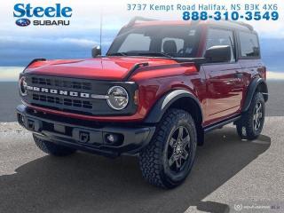 Red 2023 Ford Bronco Black Diamond 4WD 7-Speed Manual 2.3L 4-Cylinder Turbocharged DOHC Atlantic Canadas largest Subaru dealer.All Wheel Drive, 2-Door Intelligent Access w/Lock/Unlock, AM/FM radio: SiriusXM with 360L, Auto High-beam Headlights, Auto-Dimming Interior Rear-View Mirror, Connected Navigation, Convertible HardTop, Dual-Zone Electronic Automatic Temperature Control, Electronic Stability Control, Emergency communication system: 911 Assist, Enhanced Voice Recognition, Equipment Group 322A Mid Package, Exterior Parking Camera Rear, Fully automatic headlights, Heated front seats, Rear Parking Sensors, Remote keyless entry, Remote Start System, Steering wheel mounted audio controls, Telescoping steering wheel, Tilt steering wheel, Wheels: 17 Black Gloss-Painted Steel.WE MAKE IT EASY!