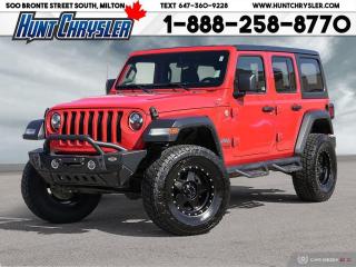 OHHHH YEAH!!!! LOOK AT THIS!!! WHAT A DEAL! 2019 JEEP WRANGLER UNLIMITED SPORT S 4X4!!! Equipped with a 3.6L Pentastar Engine, Automatic Transmission, Premium Cloth Seating for Five, Technology Group, Android/CarPlay, Steel Side Steps, 17in Granite Alloys, Alpine Sound, Heated Seats, Heated Steering, Remote Start, Bluetooth, Push Button Start, Rear Camera, Sirius Radio, Power Windows, Power Locks and so much more!! Are you on the Hunt for the perfect car in Ontario? Look no further than our car dealership! Our NON-COMMISSION sales team members are dedicated to providing you with the best service in town. Whether youre looking for a sleek pickup truck or a spacious family vehicle, our team has got you covered. Visit us today and take a test drive - we promise you wont be disappointed! Call 905-876-2580 or Email us at sales@huntchrysler.com