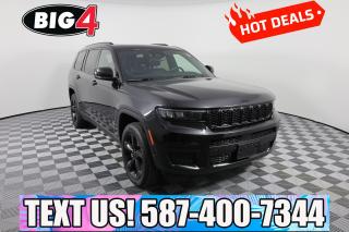 Our impressive 2021 Jeep Grand Cherokee L Altitude 4X4 is here to elevate your familys driving in Diamond Black Crystal Pearl! Powered by a 3.6 Litre Pentastar V6 generating 290hp tethered to an 8 Speed Automatic transmission. Strong and capable, this Four Wheel Drive SUV also features a multimode Selec-Terrain system for tougher conditions and scores approximately 9.4L/100km on the highway. Our Grand Cherokee L raises the bar for style, too, with gloss-black exterior details, matching 20-inch alloy wheels, LED lighting, heated power mirrors, a power liftgate, rain-sensing wipers, and roof rails.

Up to six people can settle into our Altitude cabin to find comfortable heated cloth front seats, a heated leather steering wheel, tri-zone automatic climate control, 12V/115V power outlets, and remote start. Of course, your world is close at hand with an 8.4-inch touchscreen with wireless Android Auto/Apple CarPlay, Amazon Alexa compatibility, Bluetooth, WiFi compatibility, wireless charging, and a six-speaker audio system. 

Jeep helps protect you and your family with sophisticated safety technology like a backup camera, forward collision warning, adaptive cruise control, front/rear automatic braking, a blind-spot monitor, active lane management, and hill-start assist. Own our Grand Cherokee L Altitude, and youll make more out of driving! Save this Page and Call for Availability. We Know You Will Enjoy Your Test Drive Towards Ownership!