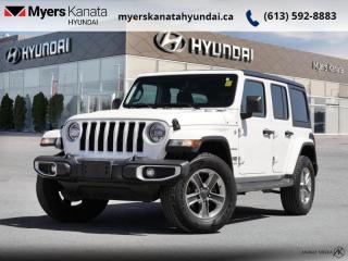 <b>Aluminum Wheels,  Android Auto,  Apple CarPlay,  Dana Axles,  Uconnect!</b><br> <br>    Whether youre concurring a highway mountain pass or challenging off-road trail, this reliable Jeep Wrangler Unlimited is ready to get you there with style! This  2020 Jeep Wrangler Unlimited is fresh on our lot in Kanata. <br> <br>No matter where your next adventure takes you, this Jeep Wrangler Unlimited is ready for the challenge. With advanced traction and handling capability, sophisticated safety features and ample ground clearance, the Wrangler is designed to climb up and crawl over the toughest terrain. Inside the cabin of this Wrangler Unlimited offers supportive seats and comes loaded with the technology you expect while staying loyal to the style and design youve come to know and love.This  SUV has 67,545 kms. Its  white in colour  . It has an automatic transmission and is powered by a  270HP 2.0L 4 Cylinder Engine. <br> <br> Our Wrangler Unlimiteds trim level is Sahara. This Unlimited Sahara Wrangler has a lot more goodies over the lower Sport model. To make sure you and your passengers stay connected and entertained, you will get Uconnect 4 with a 7 inch touchscreen, Apple CarPlay, Android Auto, SiriusXM, Bluetooth streaming audio and 4 USBs, 8 speakers, plus ambient interior LED lighting. Skid plates, two front tow hooks and one rear, Dana axles, shift on the fly 4x4 system, heavy duty suspension, fog lights, automatic headlamps, aluminum wheels, and tubular side steps help you rule the trail, while a rear view camera, illuminated cup holders, steering wheel with audio and cruise control, remote keyless entry, power windows, 115 volt power outlet, automatic climate control, and heated power side mirrors help you stay comfortable on the road. This vehicle has been upgraded with the following features: Aluminum Wheels,  Android Auto,  Apple Carplay,  Dana Axles,  Uconnect,  Steering Wheel Audio Control,  Fog Lamps. <br> To view the original window sticker for this vehicle view this <a href=http://www.chrysler.com/hostd/windowsticker/getWindowStickerPdf.do?vin=1C4HJXEN1LW225820 target=_blank>http://www.chrysler.com/hostd/windowsticker/getWindowStickerPdf.do?vin=1C4HJXEN1LW225820</a>. <br/><br> <br>To apply right now for financing use this link : <a href=https://www.myerskanatahyundai.com/finance/ target=_blank>https://www.myerskanatahyundai.com/finance/</a><br><br> <br/><br> Buy this vehicle now for the lowest weekly payment of <b>$127.80</b> with $0 down for 96 months @ 8.99% APR O.A.C. ( Plus applicable taxes -  and licensing fees   ).  See dealer for details. <br> <br>Smart buyers buy at Myers where all cars come Myers Certified including a 1 year tire and road hazard warranty (some conditions apply, see dealer for full details.)<br> <br>This vehicle is located at Myers Kanata Hyundai 400-2500 Palladium Dr Kanata, Ontario.<br>*LIFETIME ENGINE TRANSMISSION WARRANTY NOT AVAILABLE ON VEHICLES WITH KMS EXCEEDING 140,000KM, VEHICLES 8 YEARS & OLDER, OR HIGHLINE BRAND VEHICLE(eg. BMW, INFINITI. CADILLAC, LEXUS...)<br> Come by and check out our fleet of 30+ used cars and trucks and 50+ new cars and trucks for sale in Kanata.  o~o