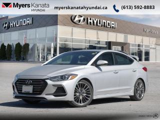 <b>Sunroof,  Leather Seats,  Heated Seats,  Bluetooth,  Heated Steering Wheel!</b><br> <br>    This 2018 Hyundai Elantra delivers quality and refinement thats hard to find in a compact. This  2018 Hyundai Elantra is fresh on our lot in Kanata. <br> <br>Built to be stronger yet lighter, more powerful and much more fuel efficient, this new 2018 Hyundai Elantra is the award-winning compact that delivers refined quality and comfort above all. With a stylish aerodynamic design and excellent performance, this Elantra stands out as a leader in its competitive class. This  sedan has 75,504 kms. Its  silver in colour  . It has a manual transmission and is powered by a  201HP 1.6L 4 Cylinder Engine. <br> <br> Our Elantras trim level is Sport. The 2018 Hyundai Elantra has proven to be a small compact that can be highly sophisticated and stylish at the same time. The Sport trim comes standard with features and options such as tilt and slide power sunroof with sunshade, stylish sporty aluminum wheels, power heated side mirrors with turn signal indicators, LED brake lights, perimeter and approach lights, 6 speaker audio system with iPod and USB connectivity, Bluetooth, 7 inch touch screen, Apple CarPlay, Android Auto, heated front sport leather bucket seats, power front and rear windows, sport heated steering wheel, push button start, remote cargo and fuel release, remote keyless entry with illuminated entry, air conditioning, cruise control, front map lights, leather interior trim accents, carbon fiber and metal look interior accents, front and rear center armrests, perimeter alarm, air filtration, tire specific low pressure warning, blind spot sensor, rear collision alert, back up camera and an abundance of other safety features. This vehicle has been upgraded with the following features: Sunroof,  Leather Seats,  Heated Seats,  Bluetooth,  Heated Steering Wheel,  Aluminum Wheels,  Remote Keyless Entry. <br> <br>To apply right now for financing use this link : <a href=https://www.myerskanatahyundai.com/finance/ target=_blank>https://www.myerskanatahyundai.com/finance/</a><br><br> <br/><br> Buy this vehicle now for the lowest weekly payment of <b>$66.26</b> with $0 down for 84 months @ 8.99% APR O.A.C. ( Plus applicable taxes -  and licensing fees   ).  See dealer for details. <br> <br>Smart buyers buy at Myers where all cars come Myers Certified including a 1 year tire and road hazard warranty (some conditions apply, see dealer for full details.)<br> <br>This vehicle is located at Myers Kanata Hyundai 400-2500 Palladium Dr Kanata, Ontario.<br>*LIFETIME ENGINE TRANSMISSION WARRANTY NOT AVAILABLE ON VEHICLES WITH KMS EXCEEDING 140,000KM, VEHICLES 8 YEARS & OLDER, OR HIGHLINE BRAND VEHICLE(eg. BMW, INFINITI. CADILLAC, LEXUS...)<br> Come by and check out our fleet of 30+ used cars and trucks and 50+ new cars and trucks for sale in Kanata.  o~o