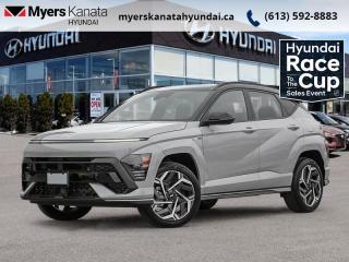<b>Sunroof,  Climate Control,  Heated Steering Wheel,  Adaptive Cruise Control,  Aluminum Wheels!</b><br> <br> <br> <br>  This high tech SUV is compatible with pretty much anything, even adventure. <br> <br>With more versatility than its tiny stature lets on, this Kona is ready to prove that big things can come in small packages. With an incredibly long feature list, this Kona is incredibly safe and comfortable, compatible with just about anything, and ready for lifes next big adventure. For distilled perfection in the busy crossover SUV segment, this Kona is the obvious choice.<br> <br> This cyber gry w/aby SUV  has an automatic transmission and is powered by a  190HP 1.6L 4 Cylinder Engine.<br> <br> Our Konas trim level is N Line AWD w/Two-Tone Roof. Endless thrills and excitement are assured in this Kona N Line, with performance upgrades and aggressive styling, as well as a heated steering wheel, adaptive cruise control and upgraded aluminum wheels, heated front seats, front and rear LED lights, remote engine start, and an immersive dual-LCD dash display with a 12.3-inch infotainment screen bundled with Apple CarPlay, Android Auto and Bluelink+ selective service internet access. Safety features also include blind spot detection, lane keeping assist with lane departure warning, front pedestrian braking, and forward collision mitigation. This vehicle has been upgraded with the following features: Sunroof,  Climate Control,  Heated Steering Wheel,  Adaptive Cruise Control,  Aluminum Wheels,  Heated Seats,  Apple Carplay. <br><br> <br>To apply right now for financing use this link : <a href=https://www.myerskanatahyundai.com/finance/ target=_blank>https://www.myerskanatahyundai.com/finance/</a><br><br> <br/> Total  cash rebate of $500 is reflected in the price. $500 Total Cash Purchase Rebate discount  Incentives expire 2024-05-31.  See dealer for details. <br> <br>This vehicle is located at Myers Kanata Hyundai 400-2500 Palladium Dr Kanata, Ontario. <br><br> Come by and check out our fleet of 30+ used cars and trucks and 40+ new cars and trucks for sale in Kanata.  o~o