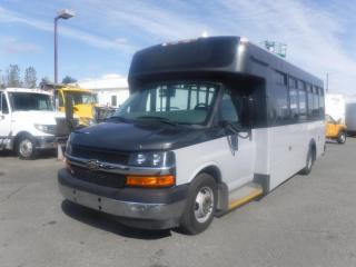 2017 Chevrolet Express G4500 Passenger Bus With Wheelchair Accessibility,(1 driver 20 passenger) 6.0L V8 OHV 16V FFV GAS engine, 8 cylinders, automatic, RWD, air conditioning, AM/FM radio, grey exterior, vinyl. (Estimated measurements: 27 feet overall length, 9 feet 8 inches overall height, 6 feet 3 inches inside height, 17 feet from back of driver seat to back of the bus. All measurements are considered to be accurate but are not guaranteed.) This listing is a former British Columbia municipality bus, the next purchaser of this will be the second owner, Certificate and Decal Valid until May 2024. $16,450.00 plus $375 processing fee, $16,825.00 total payment obligation before taxes. Sale price until May 18, 2024, 6:00 PM PDT. Listing report, warranty, contract commitment cancellation fee, financing available on approved credit (some limitations and exceptions may apply). All above specifications and information is considered to be accurate but is not guaranteed and no opinion or advice is given as to whether this item should be purchased. We do not allow test drives due to theft, fraud and acts of vandalism. Instead we provide the following benefits: Complimentary Warranty (with options to extend), Limited Money Back Satisfaction Guarantee on Fully Completed Contracts, Contract Commitment Cancellation, and an Open-Ended Sell-Back Option. Ask seller for details or call 604-522-REPO(7376) to confirm listing availability.