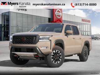 <b>Off-Road Package,  Navigation,  360 Camera,  Heated Seats,  Apple CarPlay!</b><br> <br> <br> <br>  With relentless power and capability, this 2024 Nissan Frontier is as rough and tumble as it looks. <br> <br>Massive power and massive fun, this 2024 Frontier proves that size isnt everything. Full of fun features for both work and play, along with best-in-class standard horsepower, this 2024 Frontier really is the king of midsize trucks. If you want one truck that can do it all in style and comfort, this 2024 Nissan Frontier is an easy choice.<br> <br> This baja storm Crew Cab 4X4 pickup   has an automatic transmission and is powered by a  310HP 3.8L V6 Cylinder Engine.<br> <br> Our Frontiers trim level is Crew Cab PRO-4X. This Frontier Pro is fully equipped for work or play with added NissanConnect with navigation and wi-fi, Bilstein shocks, a driver selectable rear locking diff, Class III towing equipment, three skid plates, a spray in bed liner, a rear step bumper, and a 360-degree camera with off-road mode. This midsize truck is an everyday workhorse with Class III towing equipment with sway control, automatic locking hubs, tow hooks, automatic LED headlamps, fog lamps, and two 120V outlets. Stay connected with modern technology features such as touchscreen with voice activation, Apple CarPlay, and Android Auto. Other great features include remote keyless entry and push button start, collision mitigation, lane departure warning, blind spot warning, and distance pacing. This vehicle has been upgraded with the following features: Off-road Package,  Navigation,  360 Camera,  Heated Seats,  Apple Carplay,  Android Auto,  Blind Spot Detection. <br><br> <br/>    6.49% financing for 84 months. <br> Payments from <b>$883.82</b> monthly with $0 down for 84 months @ 6.49% APR O.A.C. ( Plus applicable taxes -  $621 Administration fee included. Licensing not included.    ).  Incentives expire 2024-05-31.  See dealer for details. <br> <br><br> Come by and check out our fleet of 50+ used cars and trucks and 90+ new cars and trucks for sale in Kanata.  o~o