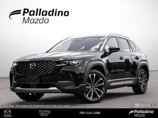 <b>Heads Up Display,  Sunroof,  Cooled Seats,  Leather Seats,  Bose Premium Audio!</b><br> <br> <br> <br>  With a wide track and high clearance, discovery is always in reach with this CX-50. <br> <br>With its wide stance, high ground clearance, flared fenders, and low roofline, the CX-50 beckons you to go further. Responsiveness and control are always at your fingertips, no matter the environment. It is in our nature to explore, and this CX-50 was purpose built to follow our nature. Explore the unknown territory within yourself and your world with the CX-50.<br> <br> This jet black SUV  has an automatic transmission and is powered by a  2.5L I4 16V GDI DOHC Turbo engine.<br> This vehicles price also includes $2690 in additional equipment.<br> <br> Our CX-50s trim level is GT Turbo. With punch performance and a slew of creature comforts, this GT Turbo is ready to impress. Additions include a heads up display, navigation, Bose premium audio, heated and cooled leather seats, parking sensors, blind spot assist, and an aerial view 360 degree camera. This CX-50 makes every adventure an experience with awesome features like a sunroof and a heated steering wheel. Mazda Connect infotainment featuring Apple CarPlay, Android Auto, Bluetooth, and wireless connectivity make sure you always stay connected. A power liftgate, proximity key, automatic high beams provide stylish convenience while distance pacing cruise with stop and go, lane keep assist, blind spot detection, and smart brake support helps you drive with confidence. This vehicle has been upgraded with the following features: Heads Up Display,  Sunroof,  Cooled Seats,  Leather Seats,  Bose Premium Audio,  Navigation,  Heated Seats. <br><br> <br>To apply right now for financing use this link : <a href=https://www.palladinomazda.ca/finance/ target=_blank>https://www.palladinomazda.ca/finance/</a><br><br> <br/>    Incentives expire 2024-05-31.  See dealer for details. <br> <br>Palladino Mazda in Sudbury Ontario is your ultimate resource for new Mazda vehicles and used Mazda vehicles. We not only offer our clients a large selection of top quality, affordable Mazda models, but we do so with uncompromising customer service and professionalism. We takes pride in representing one of Canadas premier automotive brands. Mazda models lead the way in terms of affordability, reliability, performance, and fuel efficiency.<br> Come by and check out our fleet of 90+ used cars and trucks and 110+ new cars and trucks for sale in Sudbury.  o~o
