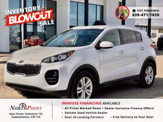 PRICE REDUCED!!! ON SALE NOW!!! CLEAROUT EVENT CALL/TEXT FERNANDO @ 639-471 1839  2017 KIA SPORTAGE LX for Sale in Saskatoon, SK. <br/> Explore reliability and affordability with our 2017 Kia Sportage LX, boasting 173,500 km at an unbeatable price of $17,995, exclusively at North Point Auto Sales in Saskatoon. With in-house financing options tailored to all credit types, owning this reliable SUV is easier than ever. Dont miss out  seize the opportunity today! <br/> Looking for used car Financing in Saskatoon?    GET PRE APPROVED ONLINE TODAY!   <br/> ****** IN HOUSE FINANCING AVAILABLE ******* <br/> Over 25 lending partners on site <br/> Free Delivery anywhere in Western Canada <br/> Full Vehicle History Disclosure <br/> 30 Day/3000KM Moneyback Guarantee  <br/> Dealer Exclusive Financing Incentives(O.A.C) <br/> We Take anything on Trade  Powersports , Boats, RV. <br/> In House Financing  <br/> This vehicle qualifies for Special Low % Financing <br/> NORTH POINT AUTO SALES in Saskatoon. 102 Apex Street Saskatoon, SK  <br/> Call or Text Fernando (639) 471-1839 (General Manager) <br/>            www.northpointautosales.ca  <br/> *Conditions Apply. Contact Dealer for Details.  <br/> Discover unparalleled automotive excellence at North Point Auto Sales in Saskatoon. With our extensive inventory of top-quality vehicles and in-house financing options tailored to all credit situations, finding your perfect car has never been easier. Whether you have excellent credit, poor credit, or no credit history at all, our dedicated team is here to help you secure the financing you need to drive away satisfied. Contact our knowledgeable General Manager, Fernando, at 6394711839, or visit us at 102 Apex Street, Saskatoon, SK, to explore our wide selection of vehicles and experience unparalleled customer service. Trust North Point Auto Sales to make your car-buying journey seamless and enjoyable. <br/>