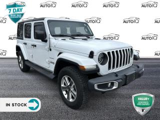 Odometer is 21909 kilometers below market average!

Bright White Clearcoat 2021 Jeep Wrangler Unlimited Sahara 4D Sport Utility 2.0L I4 DOHC 8-Speed Automatic 4WD 1-Yr SiriusXM Guardian Subscription, 4G LTE Wi-Fi Hot Spot, 4-Wheel Disc Brakes, 5-Yr SiriusXM Traffic Subscription, 8.4 Touchscreen, ABS brakes, Alpine Premium Audio System, Apple CarPlay/Android Auto, Auto-Dimming Rear-View Mirror, Automatic temperature control, Blind-Spot/Rear Cross-Path Detection, Cold Weather Group, Convertible HardTop, Daytime Running Lights w/LED Accents, Dual front impact airbags, Dual front side impact airbags, For Details, Visit DriveUconnect.ca, Front Bucket Seats, Front dual zone A/C, Front Heated Seats, GPS Navigation, HD Radio, Heated door mirrors, Heated Steering Wheel, Leather steering wheel, Leather-Faced Seats w/Sahara Logo, Leather-Wrapped Park Brake Handle, Leather-Wrapped Shift Knob, LED Fog Lamps, LED Lighting Group, LED Reflector Headlamps, Off-Road Information Pages, Park-Sense Rear Park Assist System, Power door mirrors, Power steering, Power windows, Premium-Wrapped Mid-Dash Panel, Quick Order Package 22G Sahara, Radio: Uconnect 4C Nav w/8.4 Display, Rear window wiper, Remote keyless entry, Safety Group, SiriusXM Traffic, SiriusXM Travel Link, SOS Call & Roadside Assistance Call, Speed control, Split folding rear seat, Steering wheel mounted audio controls, Telescoping steering wheel, Tilt steering wheel, Trip computer, Uconnect 4C Nav & Sound Group, Variably intermittent wipers, Wheels: 18 x 7.5 Aluminum w/Granite Crystal.<p> </p>

<h4>VALUE+ CERTIFIED PRE-OWNED VEHICLE</h4>

<p>36-point Provincial Safety Inspection<br />
172-point inspection combined mechanical, aesthetic, functional inspection including a vehicle report card<br />
Warranty: 30 Days or 1500 KMS on mechanical safety-related items and extended plans are available<br />
Complimentary CARFAX Vehicle History Report<br />
2X Provincial safety standard for tire tread depth<br />
2X Provincial safety standard for brake pad thickness<br />
7 Day Money Back Guarantee*<br />
Market Value Report provided<br />
Complimentary 3 months SIRIUS XM satellite radio subscription on equipped vehicles<br />
Complimentary wash and vacuum<br />
Vehicle scanned for open recall notifications from manufacturer</p>

<p>SPECIAL NOTE: This vehicle is reserved for AutoIQs retail customers only. Please, No dealer calls. Errors & omissions excepted.</p>

<p>*As-traded, specialty or high-performance vehicles are excluded from the 7-Day Money Back Guarantee Program (including, but not limited to Ford Shelby, Ford mustang GT, Ford Raptor, Chevrolet Corvette, Camaro 2SS, Camaro ZL1, V-Series Cadillac, Dodge/Jeep SRT, Hyundai N Line, all electric models)</p>

<p>INSGMT</p>
