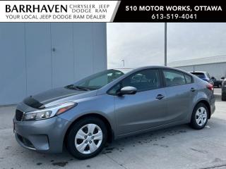 Just IN... Local Trade-In 2017 Kia Forte with Low KMs. Some of the feature Options included in the Trim Package are 2.0L L4 DOHC 16-valve Engine, 6-speed automatic transmission, AM/FM/CD stereo radio, Air conditioning, Bluetooth Wireless Technology, Steering wheel-mounted cruise control, Remote keyless entry with panic alarm, Auxiliary input jack with integrated USB port, 60/40 rear split folding bench, Drive mode select (Eco/Sport/Normal), Maintenance reminder system & More. The Lia includes a Clean Car-Proof Report Free of any Insurance or Collison Claims. The Kia has arrived and is all ready for YOU. Nobody deals like Barrhaven Jeep Dodge Ram, come and see us today and we will show you why!!
