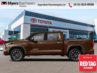 <b>TRD Off-Road Package,  Hybrid,  Cooled Seats,  Blind Spot Detection,  Synthetic Leather Seats!</b><br> <br> <br> <br>TEXT US DIRECTLY FOR MORE INFORMATION AT 613-704-7598.<br> <br>  This 2024 Tundra offers improved performance, stellar efficiency and impressive towing and payload capacity. <br> <br>This 2024 Toyota Tundra is proof that bold can be beautiful, and with an enormous towing capacity the Tundra keeps proving itself to be one of the best pickup trucks on the market. It offers dynamic performance in all of the right places and comes loaded with its innovative tech features, extraordinary driving performance with unheard of fuel economy. The Toyota Tundra perfectly blends functionality and practicality, with a spacious cabin that gives you and your crew enough room to stretch out with premium materials that creates a distinctively upscale feel.<br> <br> This terra Crew Cab 4X4 pickup   has an automatic transmission and is powered by a   3.4L V6 Cylinder Engine.<br> <br> Our Tundras trim level is Hybrid TRD Pro.  Muscle through all terrain in this Tundra Hybrid Limited with the TRD Pro package, which includes a TRD Pro heritage grille with an integrated LED light bar, TRD Pro hood badge, TRD Pro off-road wheels, TRD Pro off-road suspension with FOX coil-overs, TRD skid plate, exterior camouflage accents, smoked headlights and fog lamps, Xply armor for exterior panels, and so much more! Also standard include an express open/close dual panel glass sunroof with a power sunshade, TRD upholstery, heated and ventilated front seats with 10-way driver and 8-way passenger power adjustment with lumbar support, a sonorous 12-speaker JBL audio system, a drivers heads up display, and an upgraded 14-inch infotainment screen powered by Toyota Multimedia, with wireless Apple CarPlay and Android Auto, inbuilt cloud-connected navigation, SiriusXM streaming radio and Toyota Assistant. Safety features include intuitive park assist with auto braking and front and rear parking sensors, a panoramic view monitoring system, blind spot detection, lane keeping assist, lane departure warning, and a pre-collision system. Additional features include class IV towing equipment with a brake controller, hitch and trailer sway control, power extendable mirrors, dual-zone climate control, unique exterior trim styling, and so much more! This vehicle has been upgraded with the following features: Trd Off-road Package,  Hybrid,  Cooled Seats,  Blind Spot Detection,  Synthetic Leather Seats,  Heated Steering Wheel,  Navigation. <br><br> <br>To apply right now for financing use this link : <a href=https://www.myersbarrhaventoyota.ca/quick-approval/ target=_blank>https://www.myersbarrhaventoyota.ca/quick-approval/</a><br><br> <br/> See dealer for details. <br> <br>At Myers Barrhaven Toyota we pride ourselves in offering highly desirable pre-owned vehicles. We truly hand pick all our vehicles to offer only the best vehicles to our customers. No two used cars are alike, this is why we have our trained Toyota technicians highly scrutinize all our trade ins and purchases to ensure we can put the Myers seal of approval. Every year we evaluate 1000s of vehicles and only 10-15% meet the Myers Barrhaven Toyota standards. At the end of the day we have mutual interest in selling only the best as we back all our pre-owned vehicles with the Myers *LIFETIME ENGINE TRANSMISSION warranty. Thats right *LIFETIME ENGINE TRANSMISSION warranty, were in this together! If we dont have what youre looking for not to worry, our experienced buyer can help you find the car of your dreams! Ever heard of getting top dollar for your trade but not really sure if you were? Here we leave nothing to chance, every trade-in we appraise goes up onto a live online auction and we get buyers coast to coast and in the USA trying to bid for your trade. This means we simultaneously expose your car to 1000s of buyers to get you top trade in value. <br>We service all makes and models in our new state of the art facility where you can enjoy the convenience of our onsite restaurant, service loaners, shuttle van, free Wi-Fi, Enterprise Rent-A-Car, on-site tire storage and complementary drink. Come see why many Toyota owners are making the switch to Myers Barrhaven Toyota. <br>*LIFETIME ENGINE TRANSMISSION WARRANTY NOT AVAILABLE ON VEHICLES WITH KMS EXCEEDING 140,000KM OR HIGHLINE BRAND VEHICLE(eg. BMW, INFINITI. CADILLAC, LEXUS...) o~o