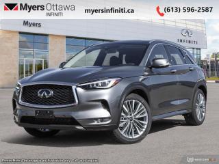 <b>HUD,  Sunroof,  Navigation,  Premium Audio,  360 Camera!</b><br> <br> <br> <br>  This 2024 Infiniti QX50 is equipped for the modern world, with features and tech that are both sophisticated and simple. <br> <br>With stylish exterior looks and an upscale interior, this Infiniti QX50 rubs shoulders with the best luxury crossovers in the segment. Focusing on engaging on-road dynamics with dazzling styling, the QX50 is a fantastic option for those in pursuit of cutting-edge refinement. The interior exudes unpretentious luxury, with a suite of smart tech that ensures youre always connected and safe when on the road.<br> <br> This graphite shadow SUV  has an automatic transmission and is powered by a  268HP 2.0L 4 Cylinder Engine.<br> <br> Our QX50s trim level is Sensory. This QX50 Sensory steps things up with a drivers heads up display, a dual-panel sunroof, inbuilt navigation, a 12-speaker Bose audio system, and a 360-camera system. Other standard features include semi-aniline leather-trimmed ventilated and heated front seats with lumbar support, a heated steering wheel, adaptive cruise control, a wireless charging pad, a power liftgate for rear cargo access, and leatherette seating surfaces. Infotainment duties are handled by dual 8-inch and 7-inch touchscreens, with Apple CarPlay, Android Auto and SiriusXM. Safety features include blind spot detection, lane departure warning with lane keeping assist, front and rear collision mitigation, and rear parking sensors. This vehicle has been upgraded with the following features: Hud,  Sunroof,  Navigation,  Premium Audio,  360 Camera,  Cooled Seats,  Heated Steering Wheel. <br><br> <br>To apply right now for financing use this link : <a href=https://www.myersinfiniti.ca/finance/ target=_blank>https://www.myersinfiniti.ca/finance/</a><br><br> <br/>    0% financing for 24 months. 5.49% financing for 84 months. <br> Buy this vehicle now for the lowest bi-weekly payment of <b>$487.55</b> with $0 down for 84 months @ 5.49% APR O.A.C. ( taxes included, $821  and licensing fees    ).  Incentives expire 2024-04-30.  See dealer for details. <br> <br><br> Come by and check out our fleet of 30+ used cars and trucks and 100+ new cars and trucks for sale in Ottawa.  o~o