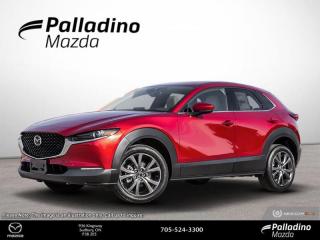 <b>Navigation,  Leather Seats,  Premium Audio,  HUD,  Sunroof!</b><br> <br> <br> <br>  No matter where your path leads, this 2024 CX-30 is made to help you follow it. <br> <br>Designed for an effortless drive, the luxurious CX-30 is sure to impress. Its refined cabin is quiet, instilling a feeling of tranquility behind the wheel. With plenty of cabin space, this gorgeous compact SUV is ready to handle any task you put in front of it. Innovative performance is not just about power, its about a responsive and engaging drive that connects you to the road.<br> <br> This soul red crystal metallic SUV  has an automatic transmission and is powered by a  2.5L I4 16V GDI DOHC engine.<br> <br> Our CX-30s trim level is GT. This range-topping CX-30 GT is loaded with genuine leather upholstery, a sonorous 12-speaker Bose premium audio system, inbuilt navigation, a drivers heads up display, a power liftgate for rear cargo access, an express open/close glass sunroof, and unique gunmetal finish alloy wheels. Standard features also include adaptive cruise control, a heated steering wheel, heated front seats, 60-40 folding bench rear seats, proximity key with push button start, Apple CarPlay, Android Auto, and an 8.8-inch infotainment screen. Additional features include active lane keeping assist, lane departure warning, rear cross-traffic alert with automatic emergency braking, blind spot monitoring, rear cross traffic alert, front and rear cupholders, smart device remote engine start, LED headlights with perimeter approach lights, and even more! This vehicle has been upgraded with the following features: Navigation,  Leather Seats,  Premium Audio,  Hud,  Sunroof,  Power Liftgate,  Adaptive Cruise Control. <br><br> <br>To apply right now for financing use this link : <a href=https://www.palladinomazda.ca/finance/ target=_blank>https://www.palladinomazda.ca/finance/</a><br><br> <br/>    Incentives expire 2024-04-30.  See dealer for details. <br> <br>Palladino Mazda in Sudbury Ontario is your ultimate resource for new Mazda vehicles and used Mazda vehicles. We not only offer our clients a large selection of top quality, affordable Mazda models, but we do so with uncompromising customer service and professionalism. We takes pride in representing one of Canadas premier automotive brands. Mazda models lead the way in terms of affordability, reliability, performance, and fuel efficiency.<br> Come by and check out our fleet of 90+ used cars and trucks and 80+ new cars and trucks for sale in Sudbury.  o~o