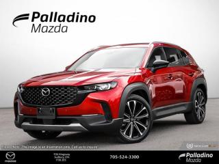 <b>Heads Up Display,  Sunroof,  Cooled Seats,  Leather Seats,  Bose Premium Audio!</b><br> <br> <br> <br>  This CX-50 allows for a heightened connection with nature. <br> <br>With its wide stance, high ground clearance, flared fenders, and low roofline, the CX-50 beckons you to go further. Responsiveness and control are always at your fingertips, no matter the environment. It is in our nature to explore, and this CX-50 was purpose built to follow our nature. Explore the unknown territory within yourself and your world with the CX-50.<br> <br> This soul red crystal metallic SUV  has an automatic transmission and is powered by a  2.5L I4 16V GDI DOHC Turbo engine.<br> <br> Our CX-50s trim level is GT Turbo. With punch performance and a slew of creature comforts, this GT Turbo is ready to impress. Additions include a heads up display, navigation, Bose premium audio, heated and cooled leather seats, parking sensors, blind spot assist, and an aerial view 360 degree camera. This CX-50 makes every adventure an experience with awesome features like a sunroof and a heated steering wheel. Mazda Connect infotainment featuring Apple CarPlay, Android Auto, Bluetooth, and wireless connectivity make sure you always stay connected. A power liftgate, proximity key, automatic high beams provide stylish convenience while distance pacing cruise with stop and go, lane keep assist, blind spot detection, and smart brake support helps you drive with confidence. This vehicle has been upgraded with the following features: Heads Up Display,  Sunroof,  Cooled Seats,  Leather Seats,  Bose Premium Audio,  Navigation,  Heated Seats. <br><br> <br>To apply right now for financing use this link : <a href=https://www.palladinomazda.ca/finance/ target=_blank>https://www.palladinomazda.ca/finance/</a><br><br> <br/>    Incentives expire 2024-04-30.  See dealer for details. <br> <br>Palladino Mazda in Sudbury Ontario is your ultimate resource for new Mazda vehicles and used Mazda vehicles. We not only offer our clients a large selection of top quality, affordable Mazda models, but we do so with uncompromising customer service and professionalism. We takes pride in representing one of Canadas premier automotive brands. Mazda models lead the way in terms of affordability, reliability, performance, and fuel efficiency.<br> Come by and check out our fleet of 90+ used cars and trucks and 80+ new cars and trucks for sale in Sudbury.  o~o