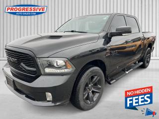 <b>Bluetooth,  SiriusXM,  Fog Lamps,  Aluminum Wheels,  Steering Wheel Audio Control!</b><br> <br>    This 2018 Ram 1500 is the truck to have, thanks to its incredible powertrain and a well-appointed interior. This  2018 Ram 1500 is for sale today. <br> <br>The reasons why this Ram 1500 stands above the well-respected competition are evident: uncompromising capability, proven commitment to safety and security, and state-of-the-art technology. From its muscular exterior to the well-trimmed interior, this 2018 Ram 1500 is more than just a workhorse. Get the job done in comfort and style with this amazing full size truck. This  Crew Cab 4X4 pickup  has 131,242 kms. Its  black in colour  . It has a 8 speed automatic transmission and is powered by a  395HP 5.7L 8 Cylinder Engine.  <br> <br> Our 1500s trim level is Sport. The Sport trim adds some sporty attitude to this rugged Ram. It comes with a Uconnect infotainment system with Bluetooth streaming audio and hands-free communication, SiriusXM, a leather-wrapped steering wheel with audio controls, a rotary dial e-shifter, a power drivers seat, body-color front fascia, rear bumper, and grille with bright billets, aluminum wheels, and more. This vehicle has been upgraded with the following features: Bluetooth,  Siriusxm,  Fog Lamps,  Aluminum Wheels,  Steering Wheel Audio Control. <br> To view the original window sticker for this vehicle view this <a href=http://www.chrysler.com/hostd/windowsticker/getWindowStickerPdf.do?vin=1C6RR7MT3JS128417 target=_blank>http://www.chrysler.com/hostd/windowsticker/getWindowStickerPdf.do?vin=1C6RR7MT3JS128417</a>. <br/><br> <br>To apply right now for financing use this link : <a href=https://www.progressiveautosales.com/credit-application/ target=_blank>https://www.progressiveautosales.com/credit-application/</a><br><br> <br/><br><br> Progressive Auto Sales provides you with the all the tools you need to find and purchase a used vehicle that meets your needs and exceeds your expectations. Our Sarnia used car dealership carries a wide range of makes and models for exceptionally low prices due to our extensive network of Canadian, Ontario and Sarnia used car dealerships, leasing companies and auction groups. </br>

<br> Our dealership wouldnt be where we are today without the great people in Sarnia and surrounding areas. If you have any questions about our services, please feel free to ask any one of our staff. If you want to visit our dealership, you can also find our hours of operation and location information on our Contact page. </br> o~o