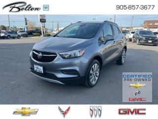 <b>CERTIFIED PRE-OWNED - FINANCE AS LOW AS 4.99%<br>ONE OWNER - CLEAN CARFAX!<br> <br></b><br>  Our sales staff will help you find that used vehicle you have been looking for - come see us today!<br> <br>   With a refined design, this all new 2020 Buick Encore is bound to be timeless. This  2020 Buick Encore is fresh on our lot in Bolton. <br> <br>With a modern look, an impressive drivetrain, and a good list of new standard features, this all new 2020 Buick Encore is more than just a compact SUV. The exterior styling is fresh and unique, while remaining classy and refined with awesome chrome accents, mouldings, and trim. The drivetrain provides a more engaging driving experience, while managing to be more fuel efficient. Lastly, the new features make this Buick Encore feel like a car youd expect in 2020, complete with all the connectivity you could imagine.This low mileage  SUV has just 55,223 kms and is a Certified Pre-Owned vehicle. Its  satin steel  metallic in colour  and is major accident free based on the <a href=https://vhr.carfax.ca/?id=vkxGttF7StTosNa3sxY3niRX4R3O3z8q target=_blank>CARFAX Report</a> . It has an automatic transmission and is powered by a  138HP 1.4L 4 Cylinder Engine.  And its got a certified used vehicle warranty for added peace of mind. <br> <br> Our Encores trim level is Preferred. This Preferred Encore is way more than a base model compact SUV. With leatherette seat trim, 4G WiFi, active noise control for a quiet ride, and keyless open and start you get to ride in modern comfort while amazing tech like the Buick Infotainment System with Apple CarPlay, Android Auto, Bluetooth, 8 inch touchscreen, and SiriusXM keep you entertained. Other amazing features include leather wrapped multifunction steering wheel, driver information centre, aluminum wheels, heated power side mirrors with turn signals, chrome strips on door handles, and accent color front and rear fascia. This vehicle has been upgraded with the following features:  1sb Preferred. <br> <br>To apply right now for financing use this link : <a href=http://www.boltongm.ca/?https://CreditOnline.dealertrack.ca/Web/Default.aspx?Token=44d8010f-7908-4762-ad47-0d0b7de44fa8&Lang=en target=_blank>http://www.boltongm.ca/?https://CreditOnline.dealertrack.ca/Web/Default.aspx?Token=44d8010f-7908-4762-ad47-0d0b7de44fa8&Lang=en</a><br><br> <br/>This vehicle has met our highest standard and has been put through the GM certification process by our GM trained technicians. Our GM Certified used vehicles go thru an extensive 150 + point inspection and are reconditioned back to near new condition. Each vehicle comes with a minimum of a 3 month, 5000 KM warranty or the balance of the factory warranty (whichever is longer) with 24 hour roadside assistance. They also come with satisfaction guaranteed; a 30 day or 2500 km exchange privilege if you are not completely satisfied. And thats standard. If your budget permits, you can extend or upgrade to an even more comprehensive Certified Pre-Owned Vehicle Protection Plan. Youll also appreciate the convenience of being able to transfer any existing warranties to a new owner, should you ever decide to sell your Certified Pre-Owned Vehicle. If you are a student or recently graduated, you may also qualify for an additional $500 discount when a used GM vehicle is purchased.  For more information, please call any of our knowledgeable used vehicle staff at 877-335-7544.<br> <br/><br> Buy this vehicle now for the lowest bi-weekly payment of <b>$159.78</b> with $0 down for 84 months @ 8.99% APR O.A.C. ( Plus applicable taxes -  Plus applicable fees   ).  See dealer for details. <br> <br>Call 1-877-626-5866 NOW before this vehicle is sold!!! 
*No Hassles, No Haggles, No Admin Fees,* *JUST OUR BEST PRICE, FIRST*!!!
*** GOOD CREDIT, BAD CREDIT, NO CREDIT, LET OUR FINANCE MANAGERS SHOW YOU THE DIFFERENCE THAT BUYING FROM BOLTON GM WILL MAKE, WE SPECIALIZE IN REBUILDING YOUR CREDIT!!!!*** 
Bolton GM is Only 15 minutes from Hwy 9, 400, 427 and 410
See our complete inventory at www.boltongm.ca
 o~o