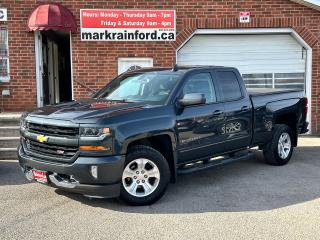 <p>Super-Clean, LOW KM, One-Owner Chevrolet Silverado from Russell, ON! This LD/LT Double Cab Z71 looks amazing in its Grey paint and has great options inside and out! The exterior features keyless entry with remote start, automatic headlights, foglights, black side steps, tinted privacy glass, factory alloy wheels, front tow hooks, a trailer hitch, rear bumper step, Spray-in Chevrolet bedliner, a soft trifold Chevrolet tonneau cover, and a powerful 5.3L V8 engine and automatic transmission driving the 4x4 system! The interior is clean and comfortable with cloth seating for 6 with a center fold-up console, heated front seats with driver power adjustment and lumbar control, power door locks, mirrors and windows, an integrated electronic trailer brake controller, an electronic 4x4 selection knob, a leather-wrapped steering wheel with audio and cruise controls, an easy to read and use gauge cluster, a large central touch screen with AM/FM/XM Satellite HD Radio, with Bluetooth, Apple CarPlay, Android Auto, WiFi settings, Backup Camera and CD Player, Dual Zone A/C climate control with front and rear window defrost settings, hill descent assist, bed light, USB/AUX/12V Accessory ports and more!</p><p> </p><p>Carfax Claims Free, Good KM, One-Owner! </p><p> </p><p>Call (905) 623-2906</p><p> </p><p>Text Ryan: (905) 429-9680 or Email: ryan@markrainford.ca</p><p> </p><p>Text Mark: (905) 431-0966 or Email: mark@markrainford.ca</p>