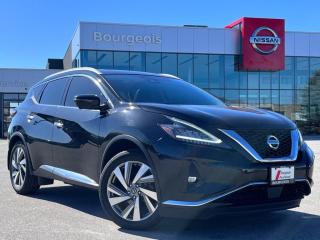 <b>Navigation,  Driver Assistance,  Sunroof,  Hands Free Liftgate,  Heated Seats!</b><br> <br>    With a luxurious interior, capable handling, and futuristic technology, this Nissan Murano is ready for whatever you throw its way. This  2020 Nissan Murano is fresh on our lot in Midland. <br> <br>Ever since its debut in the early 2000s, the Nissan Murano has staked out a claim between premium and nonpremium SUVs with its refined ride, standout styling, well-appointed interior, and feature-laden spec sheet. This 2020 example is still playing that value game, with a plethora of standard technology features and a spacious, welcoming interior. This Muranos serene ride and impressive dynamics make it an ideal road-trip companion.This  SUV has 100,679 kms. Its  super black metallic in colour  . It has a cvt transmission and is powered by a  260HP 3.5L V6 Cylinder Engine.  <br> <br> Our Muranos trim level is SL. This Murano SL has all the adaptive and active safety features you could ever want, like intelligent assistance with cruise control with adaptive speed, driver alertness, blind spot intervention, moving object detection, and emergency braking with collision warning. This is matched to a luxuriously comfortable interior power sunroof, adjustable interior ambient lighting, hands free power liftgate, remote start, Advanced Drive Assist, text assistant, Around View Monitor 360 degree camera, dual zone automatic climate control, Nissan Intelligent Key with push button start and keyless entry, remote front window roll down, leather wrapped heated steering wheel with audio and cruise control, leather seats, and heated power front seats. Keeping you connected is an 8 inch touchscreen with voice recognition, navigation, Android Auto and Apple CarPlay compatibility, SiriusXM, Bluetooth, and a Bose premium sound system. This vehicle has been upgraded with the following features: Navigation,  Driver Assistance,  Sunroof,  Hands Free Liftgate,  Heated Seats,  Android Auto,  Apple Carplay. <br> <br>To apply right now for financing use this link : <a href=https://www.bourgeoisnissan.com/finance/ target=_blank>https://www.bourgeoisnissan.com/finance/</a><br><br> <br/><br>Since Bourgeois Midland Nissan opened its doors, we have been consistently striving to provide the BEST quality new and used vehicles to the Midland area. We have a passion for serving our community, and providing the best automotive services around.Customer service is our number one priority, and this commitment to quality extends to every department. That means that your experience with Bourgeois Midland Nissan will exceed your expectations whether youre meeting with our sales team to buy a new car or truck, or youre bringing your vehicle in for a repair or checkup.Building lasting relationships is what were all about. We want every customer to feel confident with his or her purchase, and to have a stress-free experience. Our friendly team will happily give you a test drive of any of our vehicles, or answer any questions you have with NO sales pressure.We look forward to welcoming you to our dealership located at 760 Prospect Blvd in Midland, and helping you meet all of your auto needs!<br> Come by and check out our fleet of 20+ used cars and trucks and 90+ new cars and trucks for sale in Midland.  o~o