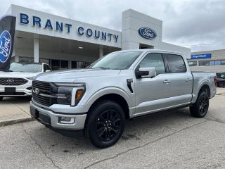 <p class=MsoNoSpacing><strong style=mso-bidi-font-weight: normal;><br />KEY FEATURES: 2024 F150, 4 x 4, Platinum, 3.5L v6 engine, Silver, Platinum black leather interior, adaptive cruise control, Adaptive Driving beams, Power running boards, Power sliding rear window, 12in Productivity screen, SYNC4, B&O audio system, heated and cooled front seats, heated rear seats, leather-wrapped steering wheel, heated steering wheel, power pedals, adaptive steering, 360 degree camera, blind spot, co-pilot 360, fordpass, pre-collision assist with breaking, reverse brake assist, trailer tow package, wireless charging pad, Advanced security, Navigation, remote start, Auto high beams, Dynamic hitch assist, Lane keep system, pre-collision braking, pre-collision assist, rear backup camera, keyless entry, reverse brake assist, heavy-duty shocks power windows , power locks and more.</strong></p><p class=MsoNoSpacing><strong style=mso-bidi-font-weight: normal;><span style=mso-spacerun: yes;> </span><br />Please Call 519-756-6191, Email sales@brantcountyford.ca for more information and availability on this vehicle.<span style=mso-spacerun: yes;>  </span>Brant County Ford is a family owned dealership and has been a proud member of the Brantford community for over 40 years!</strong></p><p class=MsoNoSpacing><strong style=mso-bidi-font-weight: normal;> </strong></p><p class=MsoNoSpacing><strong style=mso-bidi-font-weight: normal;><br />** PURCHASE PRICE ONLY (Includes) Fords Delivery Allowance</strong></p><p class=MsoNoSpacing><br />** See dealer for details.</p><p class=MsoNoSpacing>*Please note all prices are plus HST and Licencing.</p><p class=MsoNoSpacing>* Prices in Ontario, Alberta and British Columbia include OMVIC/AMVIC fee (where applicable), accessories, other dealer installed options, administration and other retailer charges.</p><p class=MsoNoSpacing>*The sale price assumes all applicable rebates and incentives (Delivery Allowance/Non-Stackable Cash/3-Payment rebate/SUV Bonus/Winter Bonus, Safety etc</p>