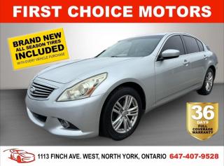 Welcome to First Choice Motors, the largest car dealership in Toronto of pre-owned cars, SUVs, and vans priced between $5000-$15,000. With an impressive inventory of over 300 vehicles in stock, we are dedicated to providing our customers with a vast selection of affordable and reliable options. <br><br>Were thrilled to offer a used 2012 Infiniti G37X, silver color with 188,000km (STK#7174) This vehicle was $10990 NOW ON SALE FOR $9990. It is equipped with the following features:<br>- Automatic Transmission<br>- Leather Seats<br>- Sunroof<br>- Heated seats<br>- All wheel drive<br>- Reverse camera<br>- Alloy wheels<br>- Power windows<br>- Power locks<br>- Power mirrors<br>- Air Conditioning<br><br>At First Choice Motors, we believe in providing quality vehicles that our customers can depend on. All our vehicles come with a 36-day FULL COVERAGE warranty. We also offer additional warranty options up to 5 years for our customers who want extra peace of mind.<br><br>Furthermore, all our vehicles are sold fully certified with brand new brakes rotors and pads, a fresh oil change, and brand new set of all-season tires installed & balanced. You can be confident that this car is in excellent condition and ready to hit the road.<br><br>At First Choice Motors, we believe that everyone deserves a chance to own a reliable and affordable vehicle. Thats why we offer financing options with low interest rates starting at 7.9% O.A.C. Were proud to approve all customers, including those with bad credit, no credit, students, and even 9 socials. Our finance team is dedicated to finding the best financing option for you and making the car buying process as smooth and stress-free as possible.<br><br>Our dealership is open 7 days a week to provide you with the best customer service possible. We carry the largest selection of used vehicles for sale under $9990 in all of Ontario. We stock over 300 cars, mostly Hyundai, Chevrolet, Mazda, Honda, Volkswagen, Toyota, Ford, Dodge, Kia, Mitsubishi, Acura, Lexus, and more. With our ongoing sale, you can find your dream car at a price you can afford. Come visit us today and experience why we are the best choice for your next used car purchase!<br><br>All prices exclude a $10 OMVIC fee, license plates & registration  and ONTARIO HST (13%)