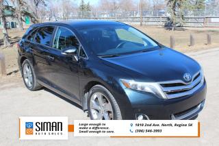 <p><strong>V6 LEATHER ALL WHEEL DRIVE SUNROOF</strong></p>

<p>Our 2015 Toyota Venza Limited has been through a <strong>presale inspection fresh full synthetic oil service, New Tires all around. Carfax reports Saskatchewan Vehicle with no serious collisions. Financing Available on site Trades Encouraged. Aftermarket warranties available to fit every need and budget.</strong> 6.1-inch touchscreen interface with split-screen, navigation and mobile-app functionality. A rearview camera is also standard the towing package is included on our V6 Model. The two-row 2015 Toyota Venza is an intriguing wagonlike alternative to a variety of crossovers. confident V6 engine continues to be a class leader, and its technology offerings have been streamlined for 2015 with a 6.1-inch touchscreen that includes enhanced infotainment features and a rearview camera. As ever, we like how the rear seatbacks fold easily at the pull of a lever to open up a large cargo bay, and passenger space is ample in both seating rows. Moreover, the Venza's tall doors and low step-in height make it a great fit for mobility-challenged shoppers. The transmission is a six-speed automatic with all-wheel drive. 3.5-liter V6 that pumps out 268 hp and 246 lb-ft. With the standard towing package, the Venza V6 can tow up to 3,500 pounds. antilock brakes, traction and stability control, front side airbags, a driver knee airbag and full-length side curtain airbags. A rearview camera and hill start assist are also standard, parking sensors are included on the Limited. In government crash testing, the Venza received an overall rating of five out of five stars, including four stars for frontal impacts and five stars for side impacts. The Insurance Institute for Highway Safety gave the Venza its highest rating of "Good" in the moderate-overlap frontal-offset, side-impact and roof strength tests. Likewise, the Venza's seat/head restraint design was rated "Good" for whiplash protection in rear impacts.</p>

<p><span style=color:#2980b9><strong>Siman Auto Sales is large enough to make a difference but small enough to care. We are family owned and operated, and have been proudly serving Saskatchewan car buyers since 1998. We offer on site financing, consignment, automotive repair and over 90 preowned vehicles to choose from.</strong></span></p>